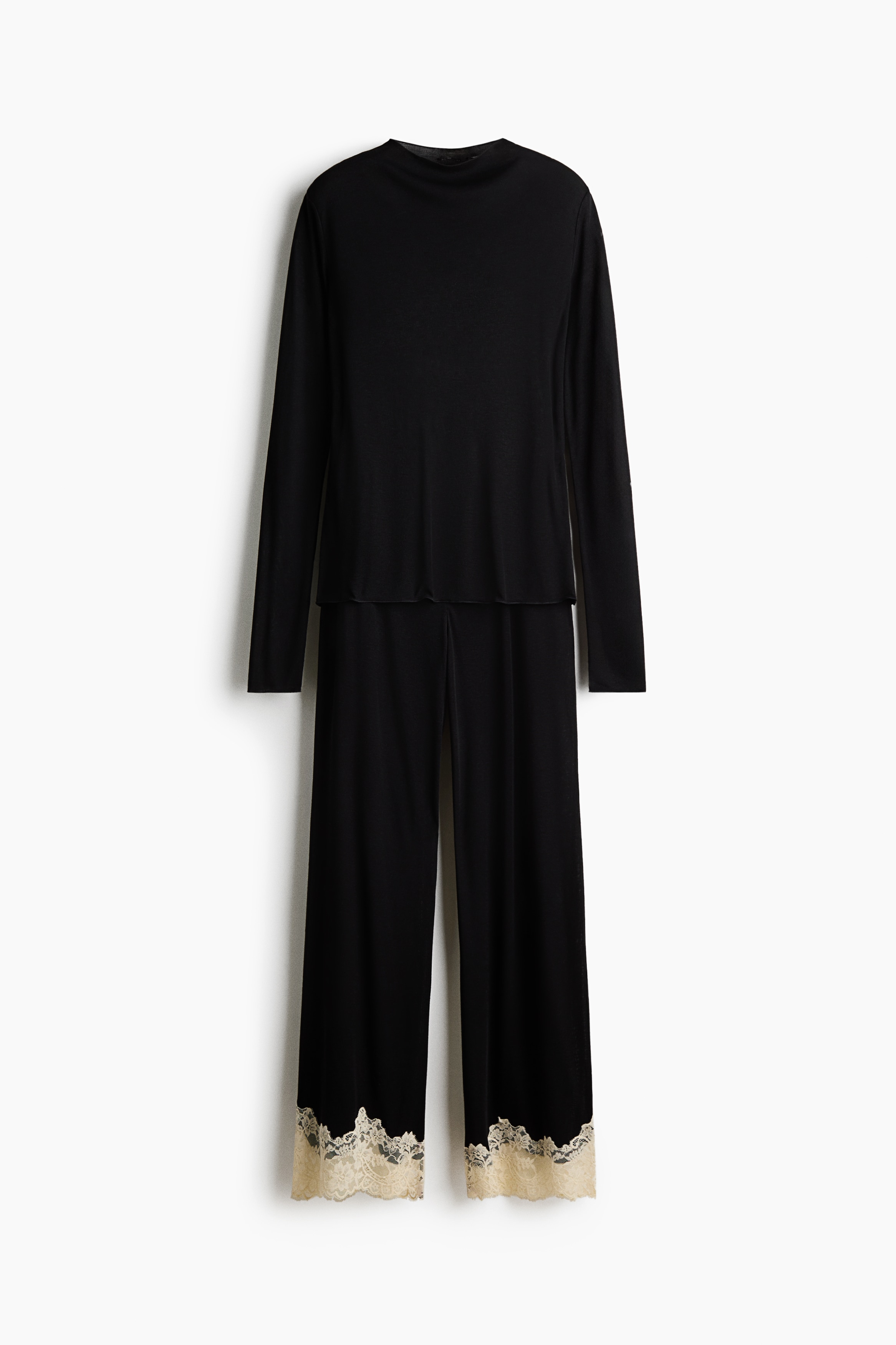 Jersey Pajamas - Black/Dark gray melange