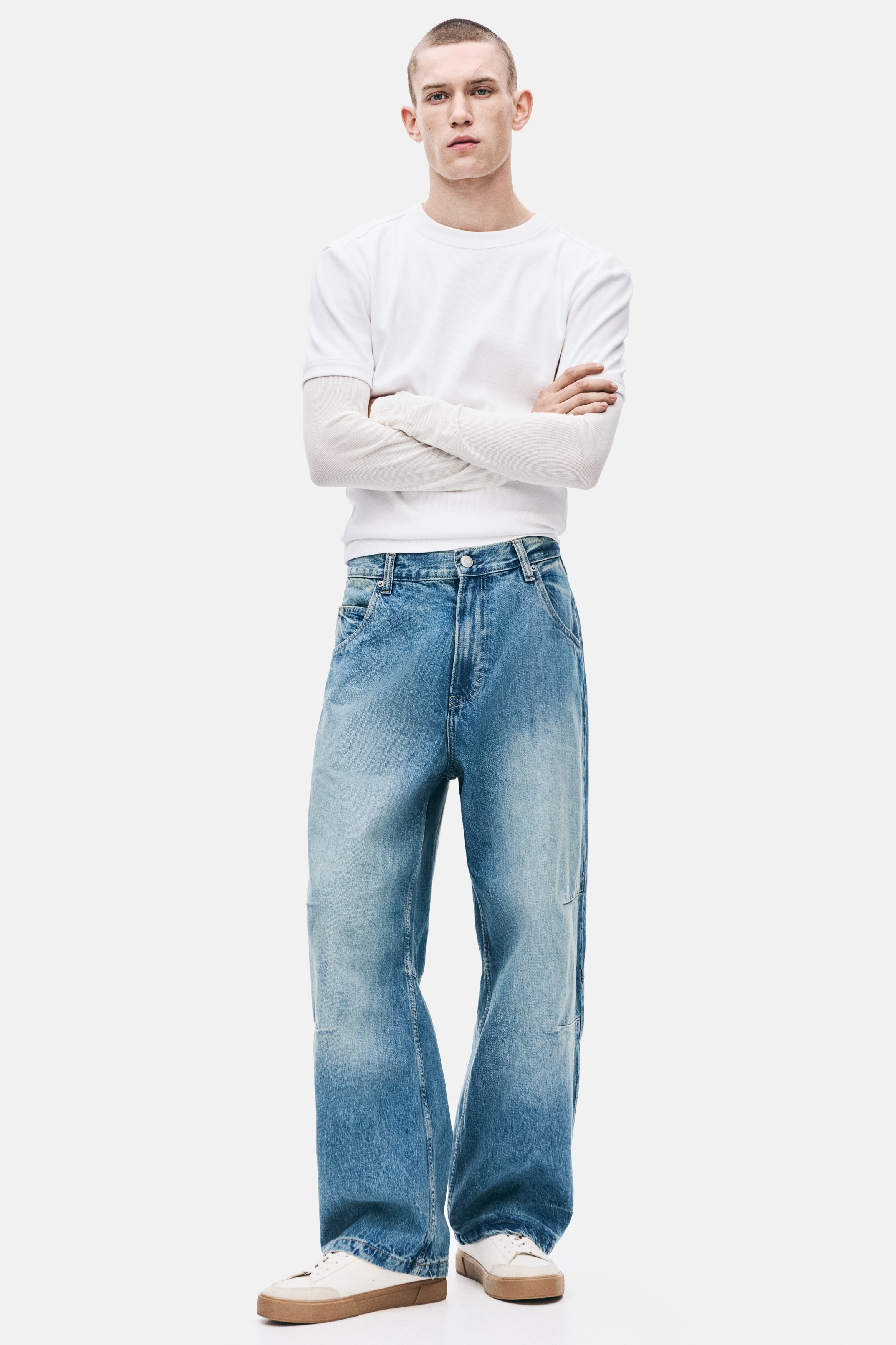 Jeans baggy con pinces - Blu denim chiaro/Grigio denim/Nero/Blu denim polvere