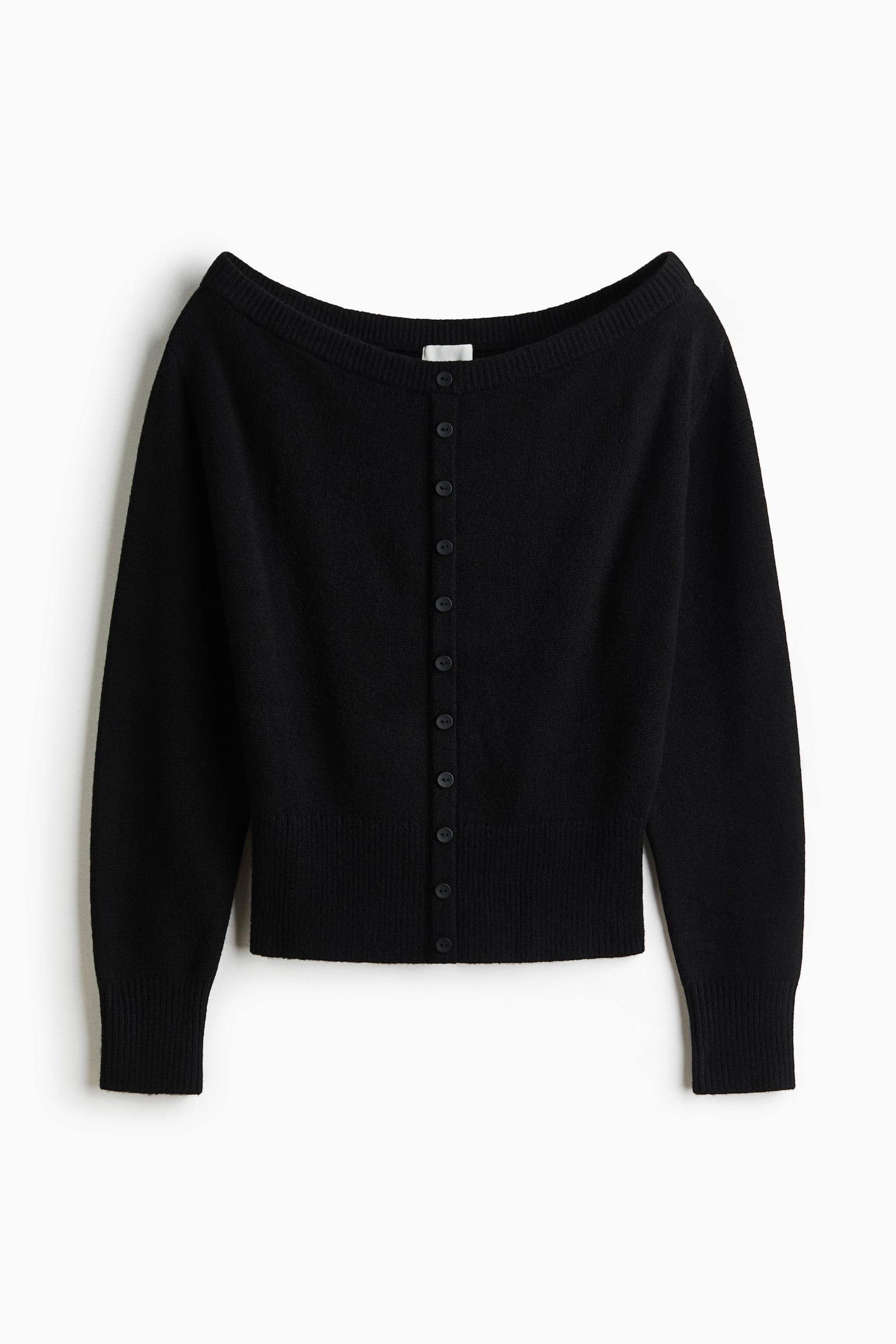 Gebreid off-the-shouldervest van bouclégaren - Zwart