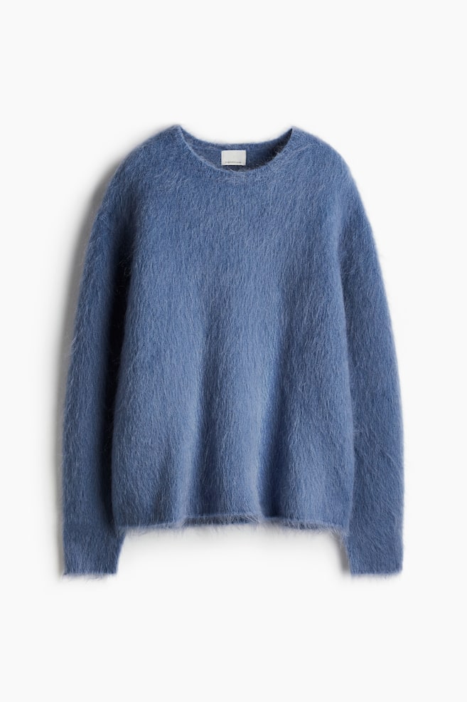 Pull en mohair mélangé - Bleu ancien/Beige foncé - 1