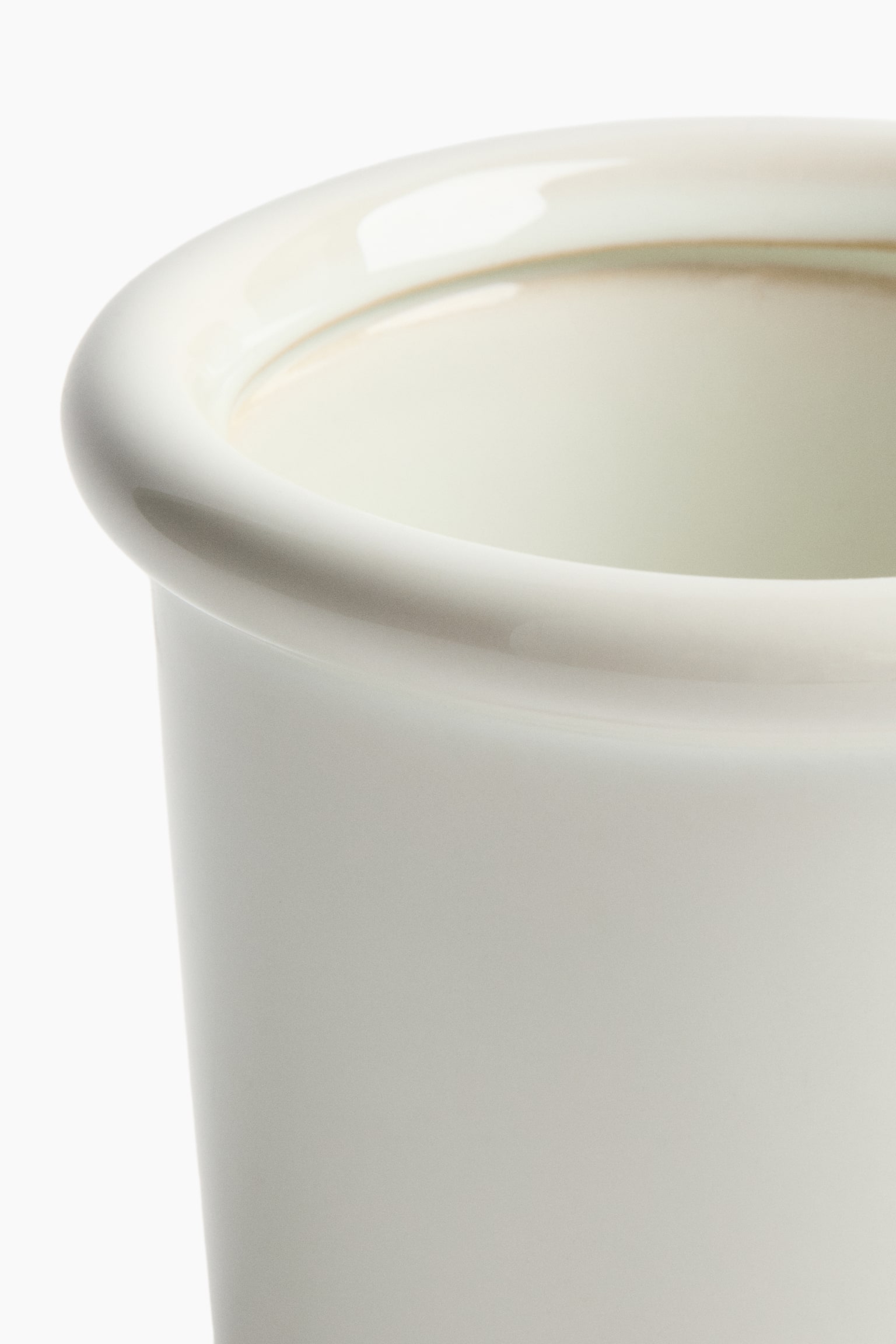 Extra-small stoneware plant pot with saucer - White/Light green/Dark brown - 3