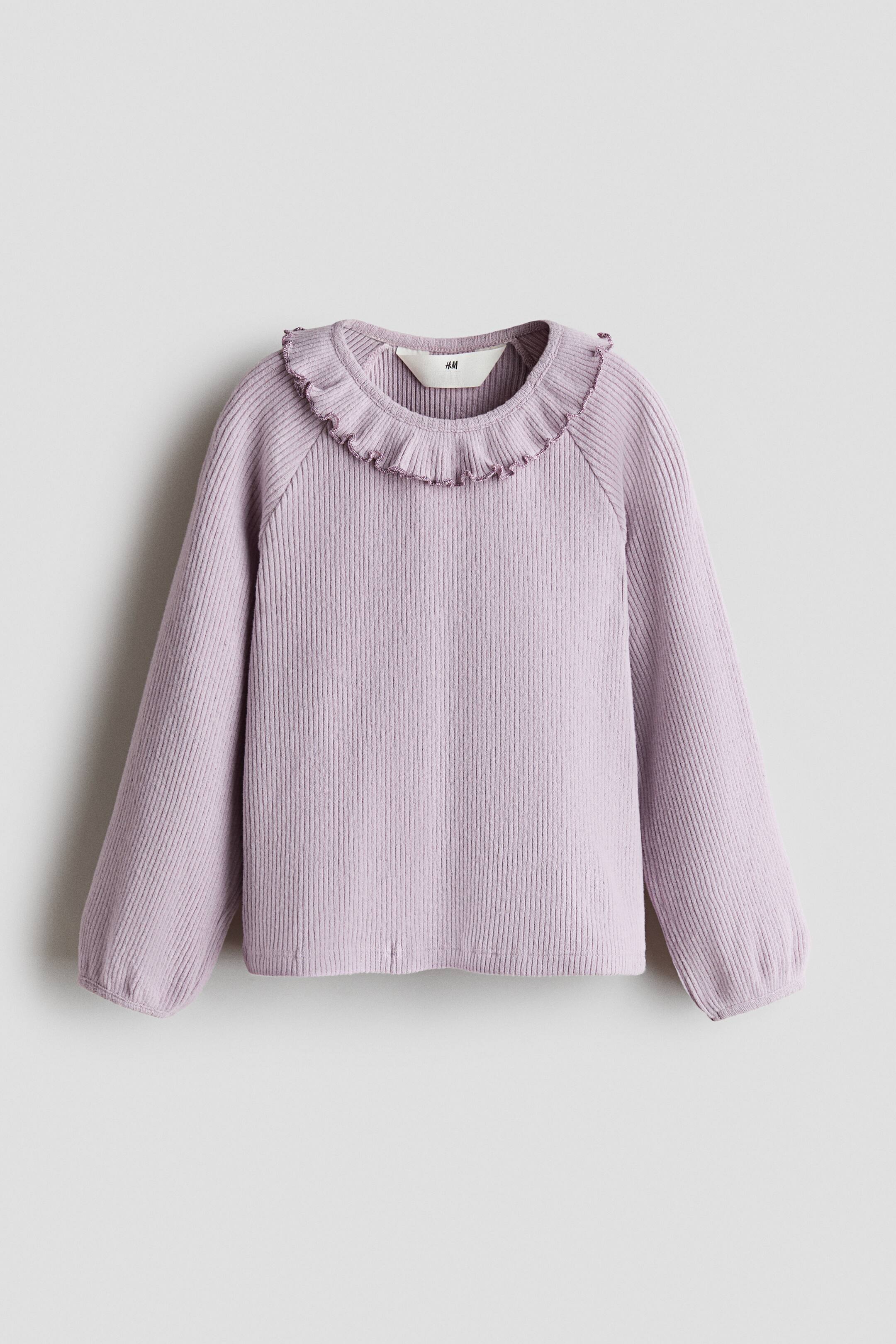 View larger image: Frill-trimmed cotton top - Light purple - Kids | H&M 1
