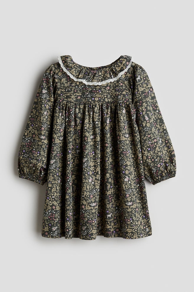Floral-Print Cotton Dress - Dark green/floral - 1