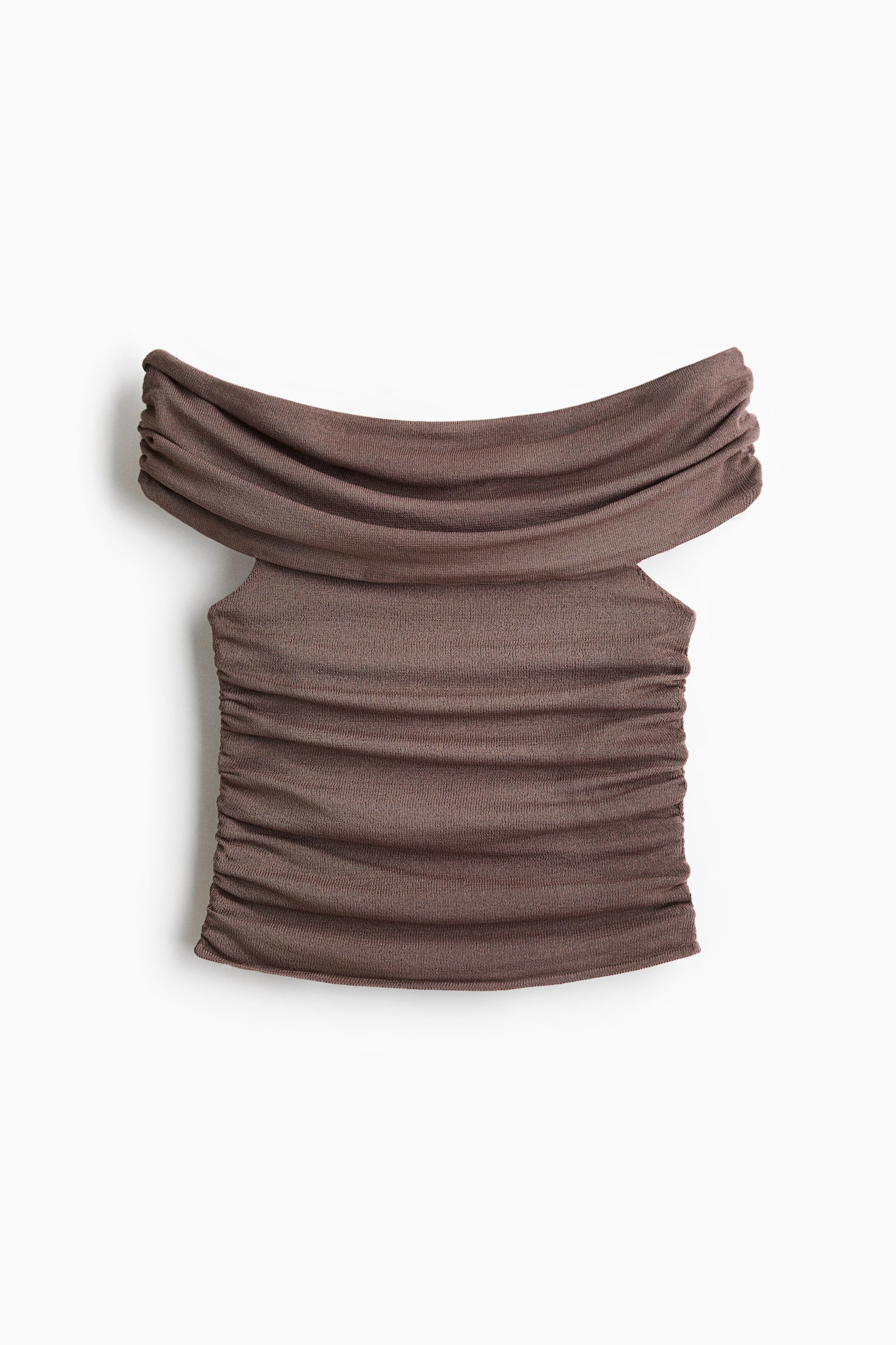Женский топ H&M Draped Off-the-Shoulder Top, цвет: Серо-коричневый — фото 1