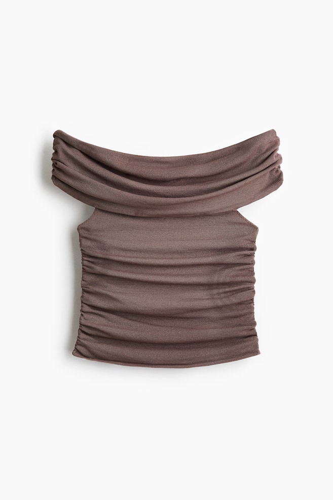 Draped Off-the-Shoulder Top - Taupe - 1
