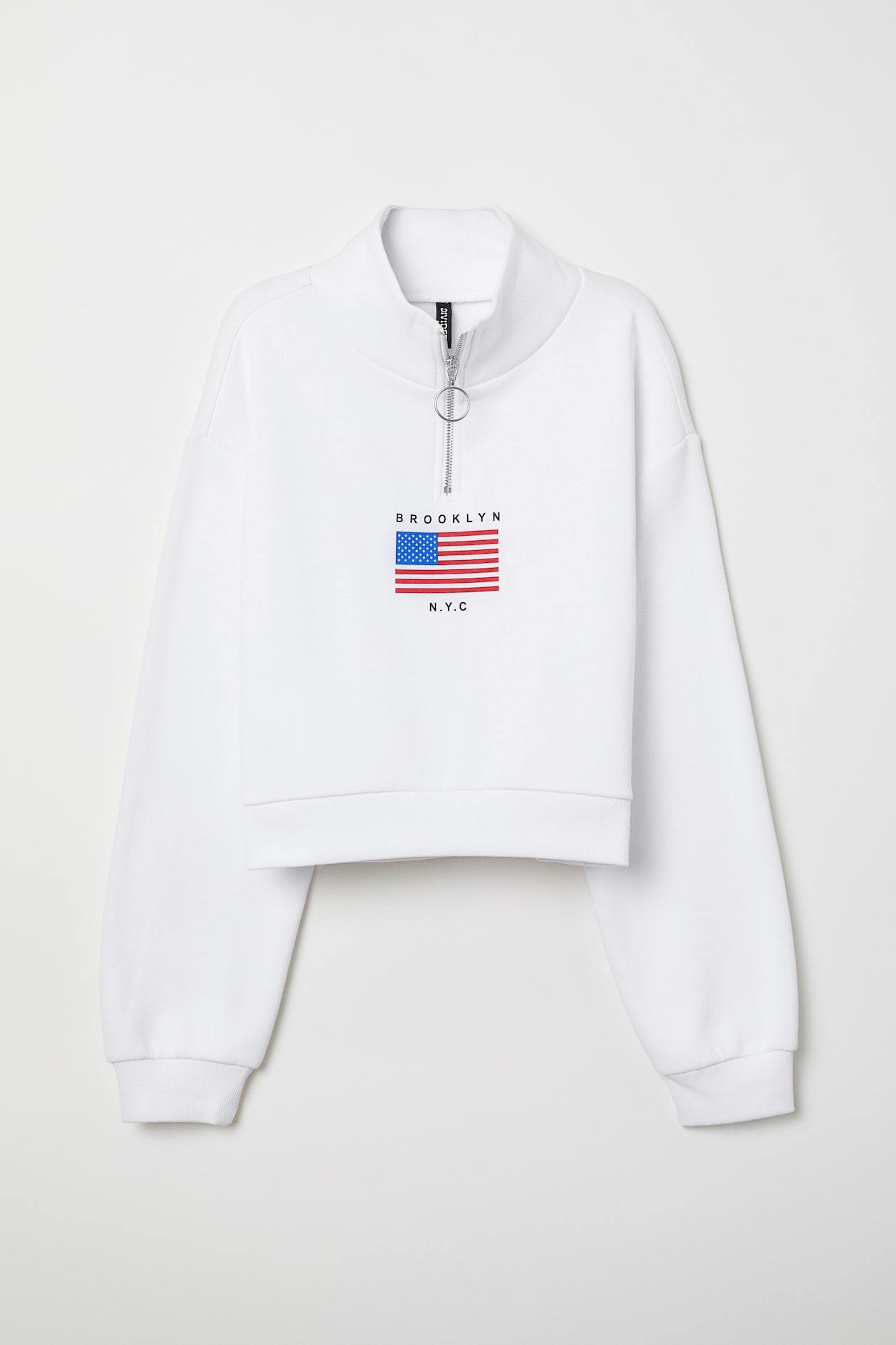 Stand-up collar sweatshirt White/Brooklyn Ladies H&M IN