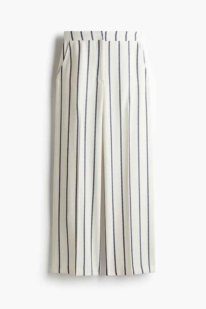 Pantaloni largi - Alb/dungi albastru-închis/Alb/dungi fine - 1