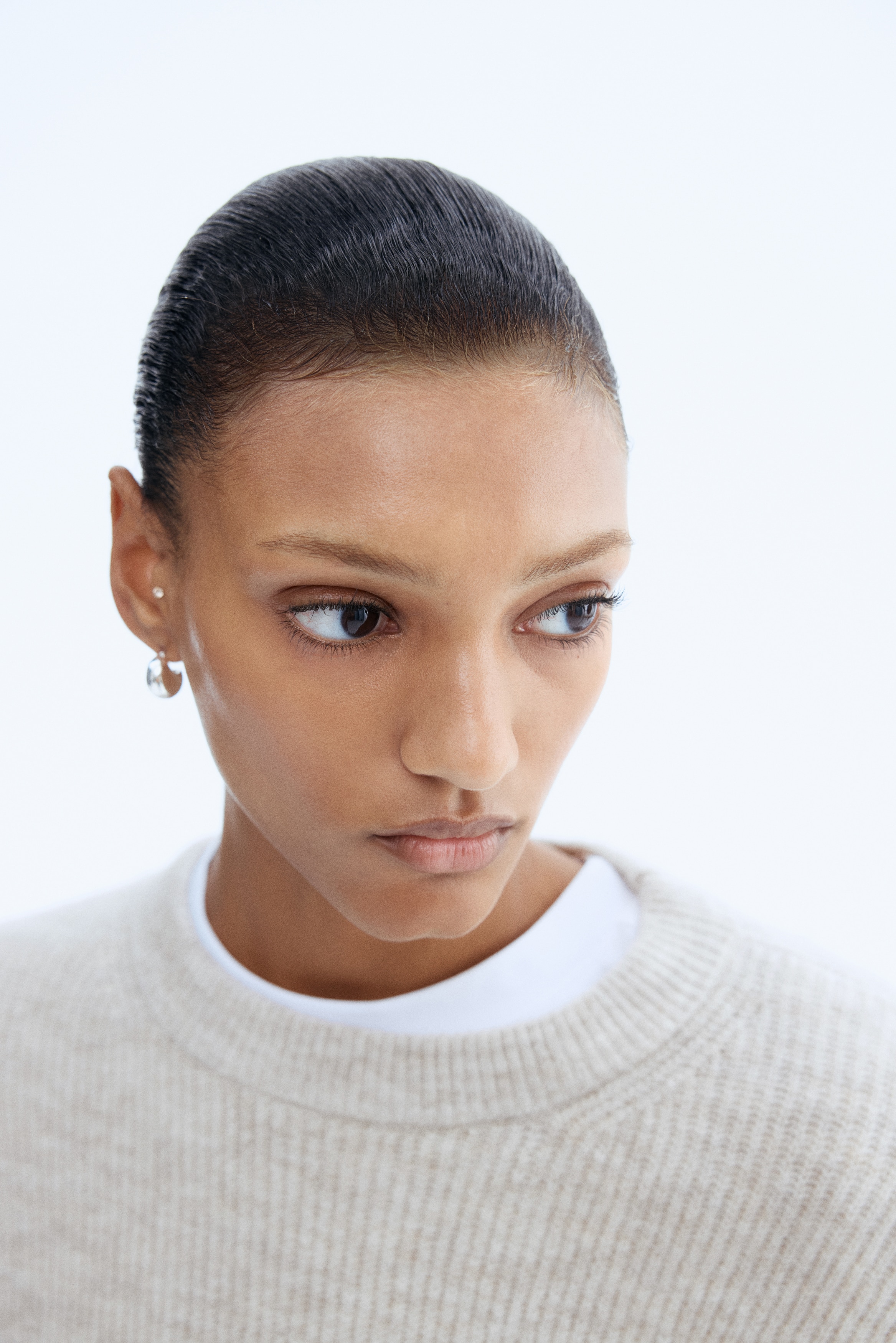 H & M - リブニットセーター - ブラウン