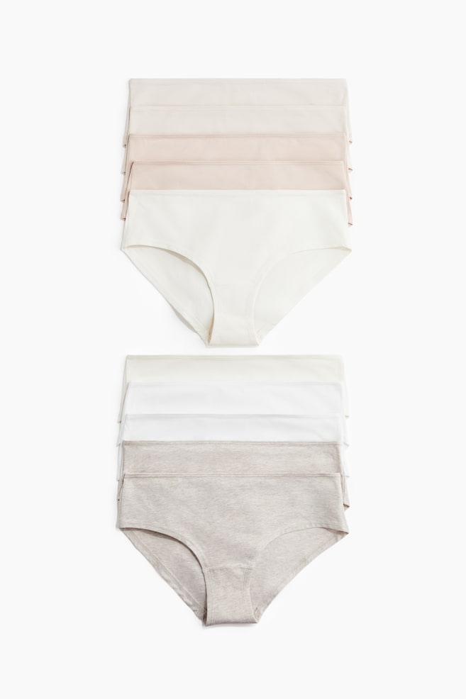 Pack de 10 bragas hipster - Beige jaspeado/Blanco/Crema/Gris jaspeado/Rosa empolvado - 1