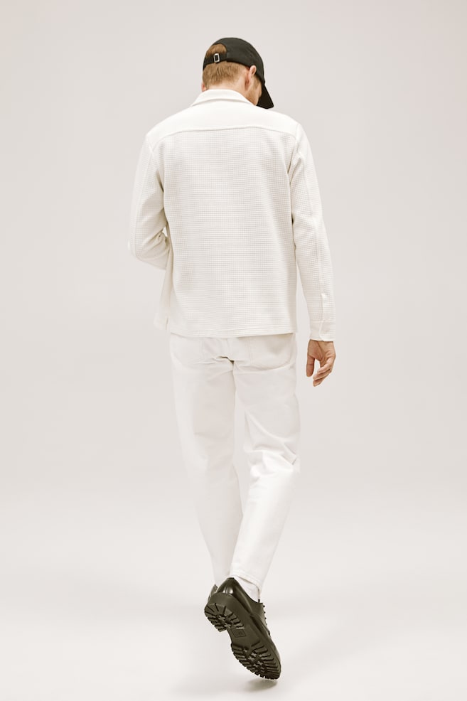 Regular Fit Vaflet skjorte - Cream/Marineblå - 5