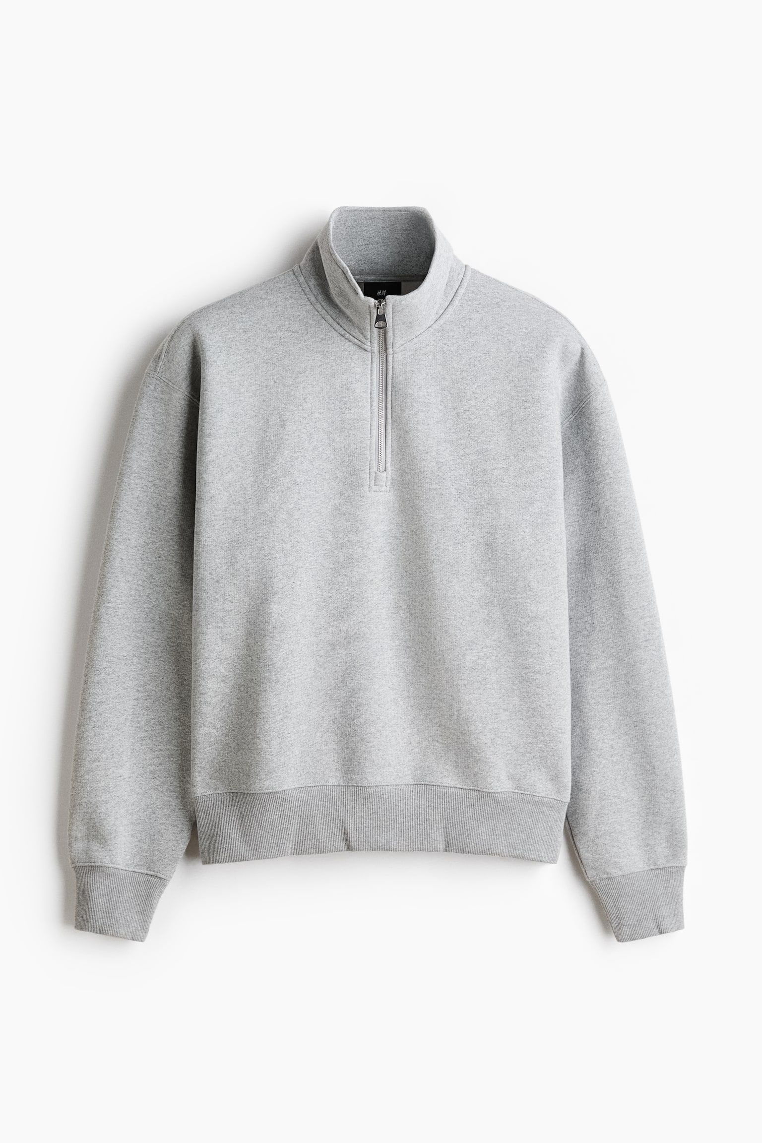 Relaxed Fit Zip-top sweatshirt - Light grey marl/Burgundy/Cream/Black
