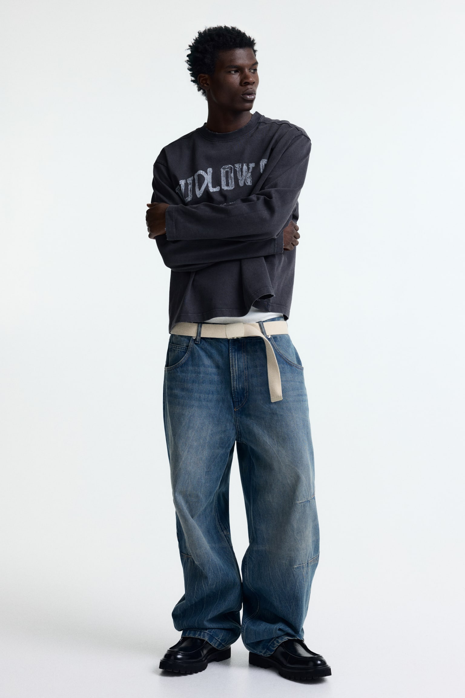 Oversized Fit Printed jersey top - Dark grey/Ludlow St./Cream/NYC - 5