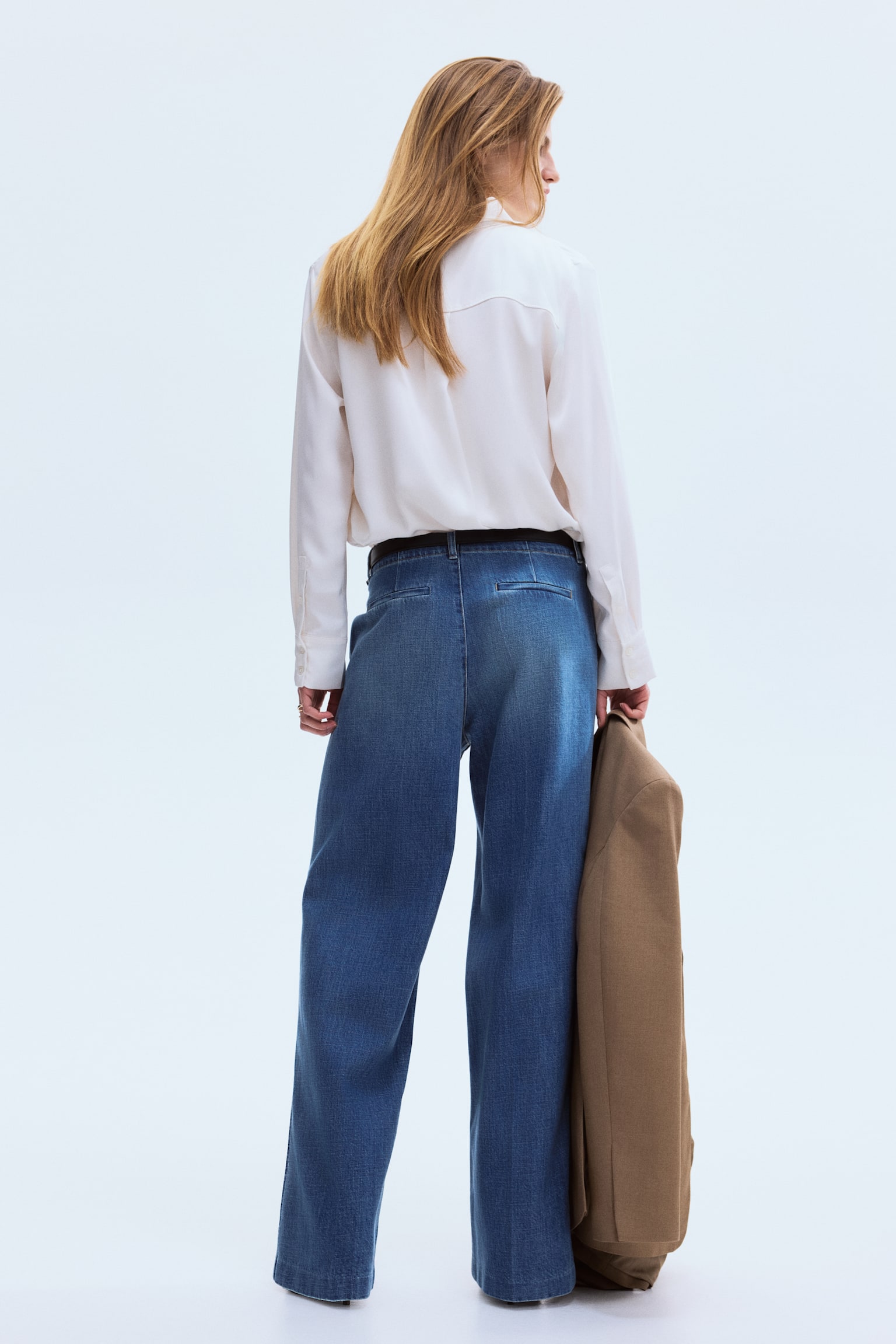 Женские джинсы H&M Straight High, цвет: Джинсовый синий — фото 4