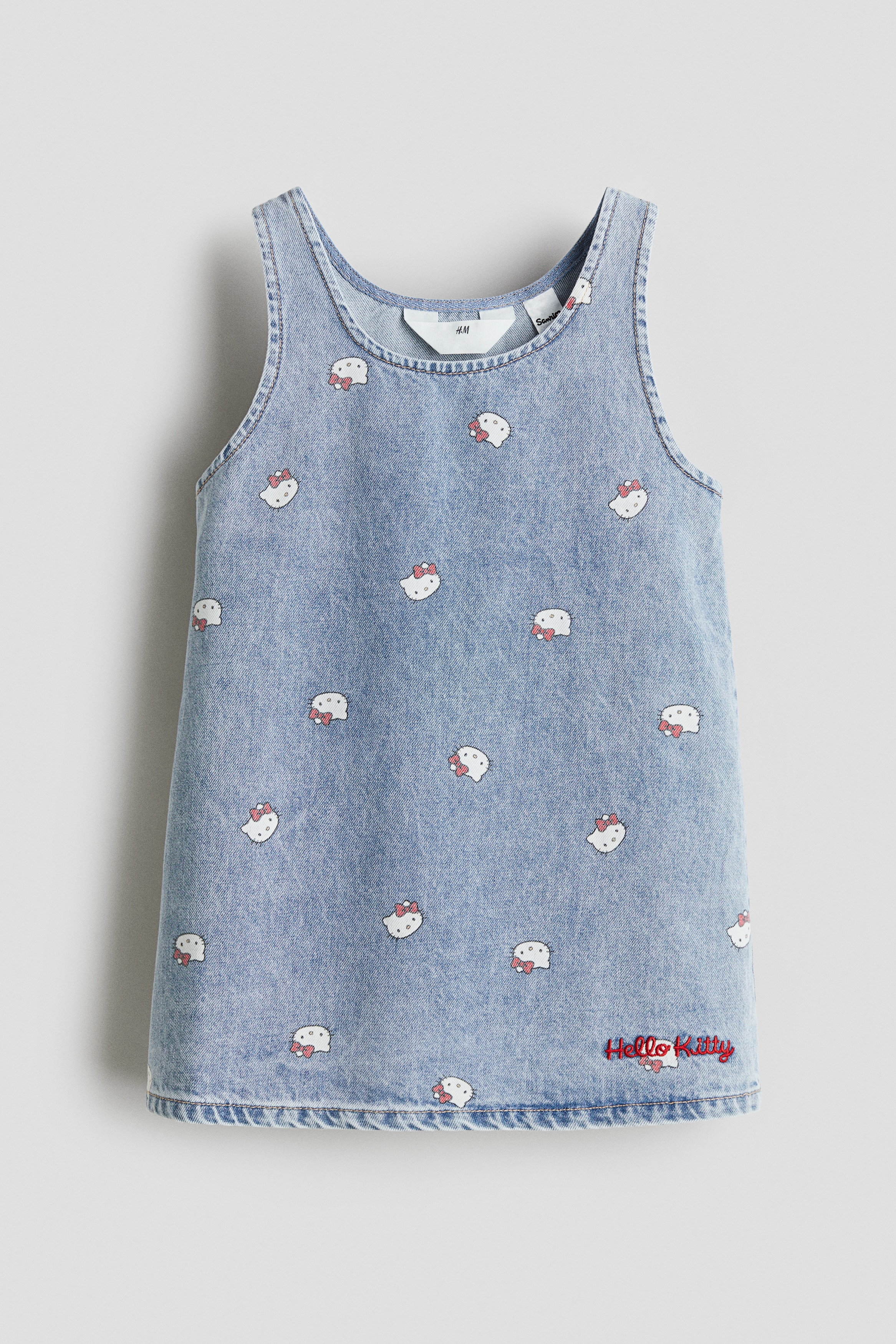 Denimkjole med trykk - Lys denimblå/Hello Kitty