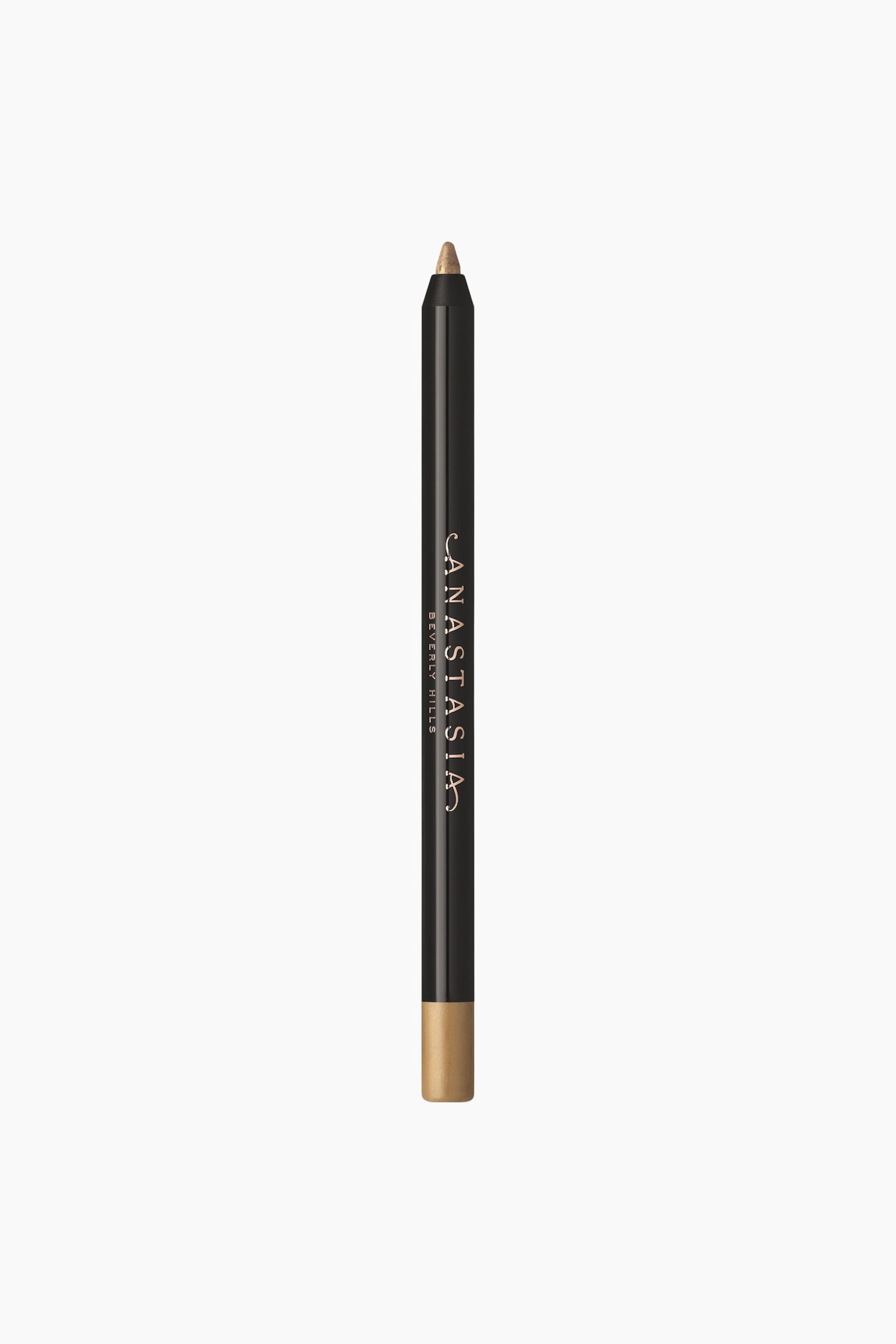 Anastasia Beverly Hills -meikkikynÃ¤ seisoo pystyasennossa. SiinÃ¤ on tyylikÃ¤s musta runko, metallinhohtoinen kultainen teroitettu kÃ¤rki sekÃ¤ siihen sopiva kultainen pÃ¤Ã¤tytulppa. BrÃ¤ndin nimi on painettu rungon sivuun pystysuunnassa kultaisin kirjaimin.
