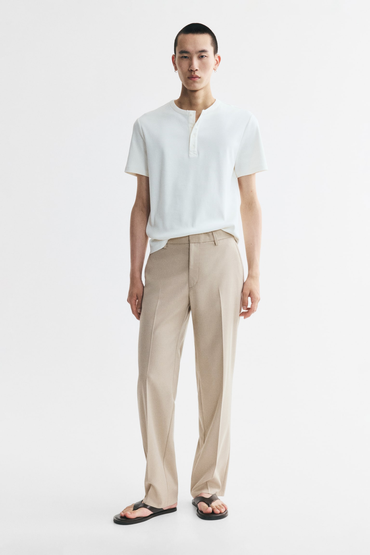Regular Fit Tailored trousers - Light beige/Black/Dark brown - 1