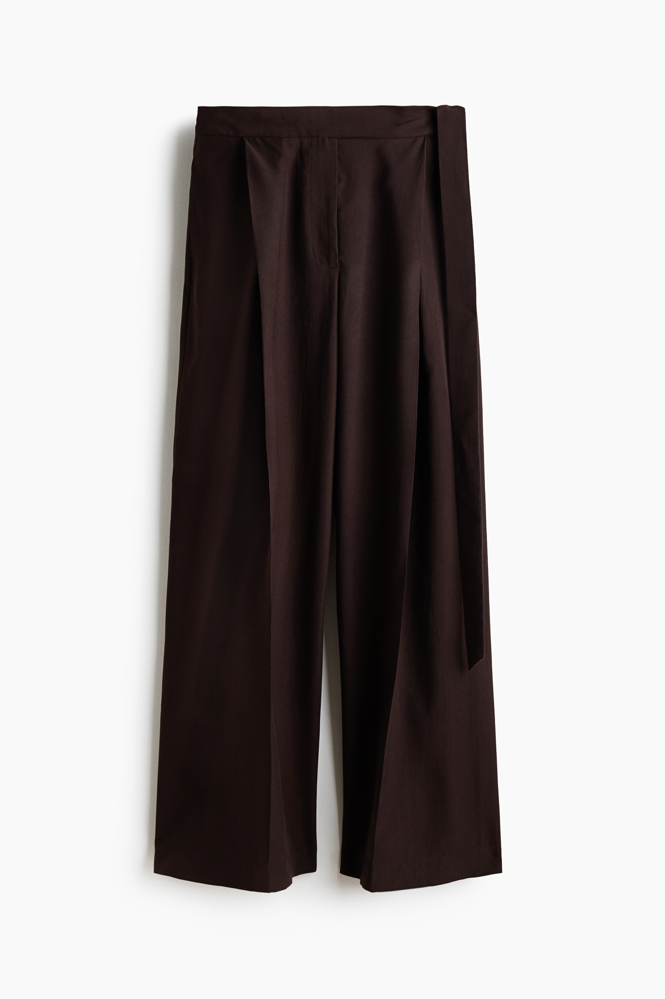 Twillbyxa med knytdetalj - Mörkbrun/Mörk mullvad/Beige