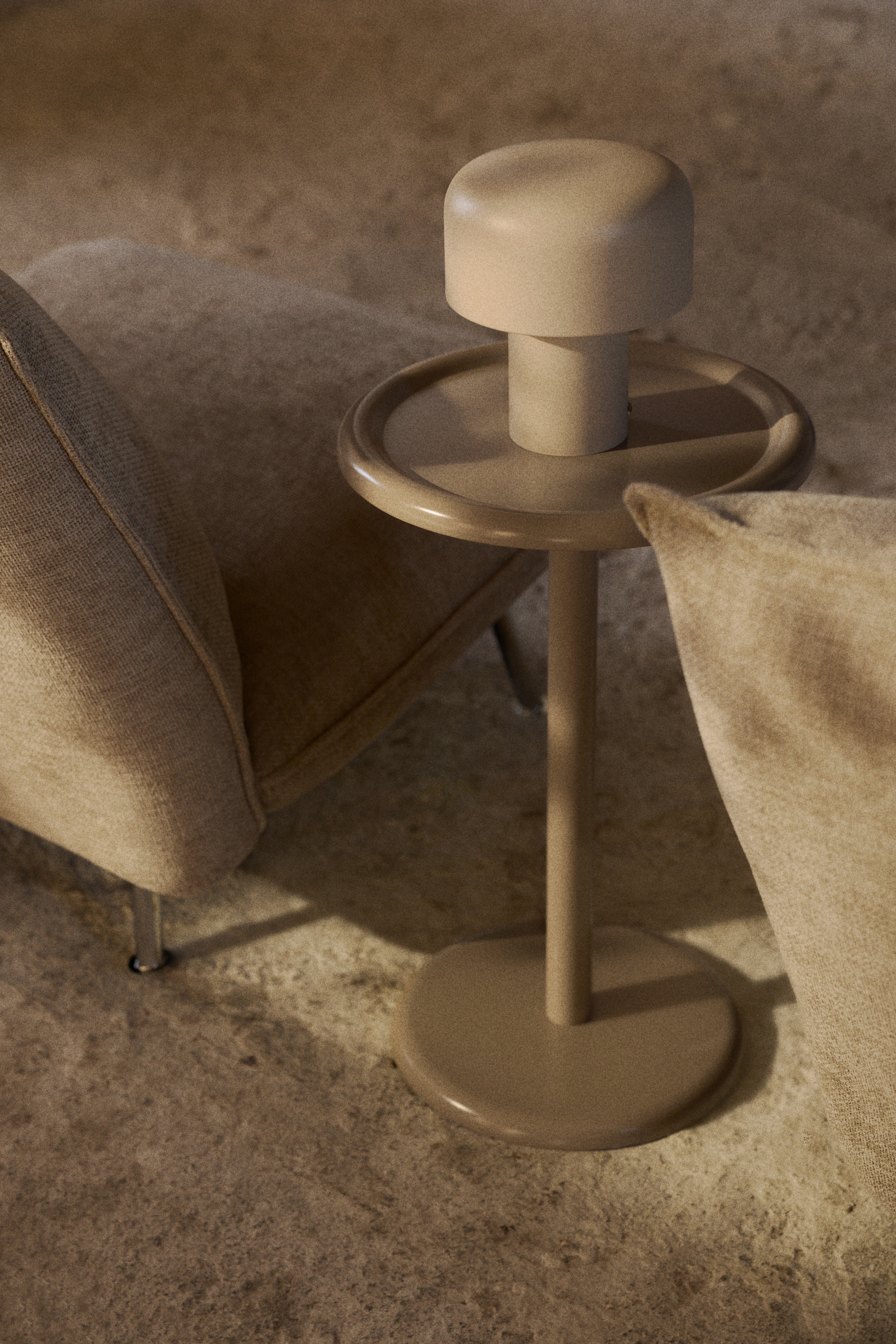 Metal side table - Beige/Light beige/Silver-coloured