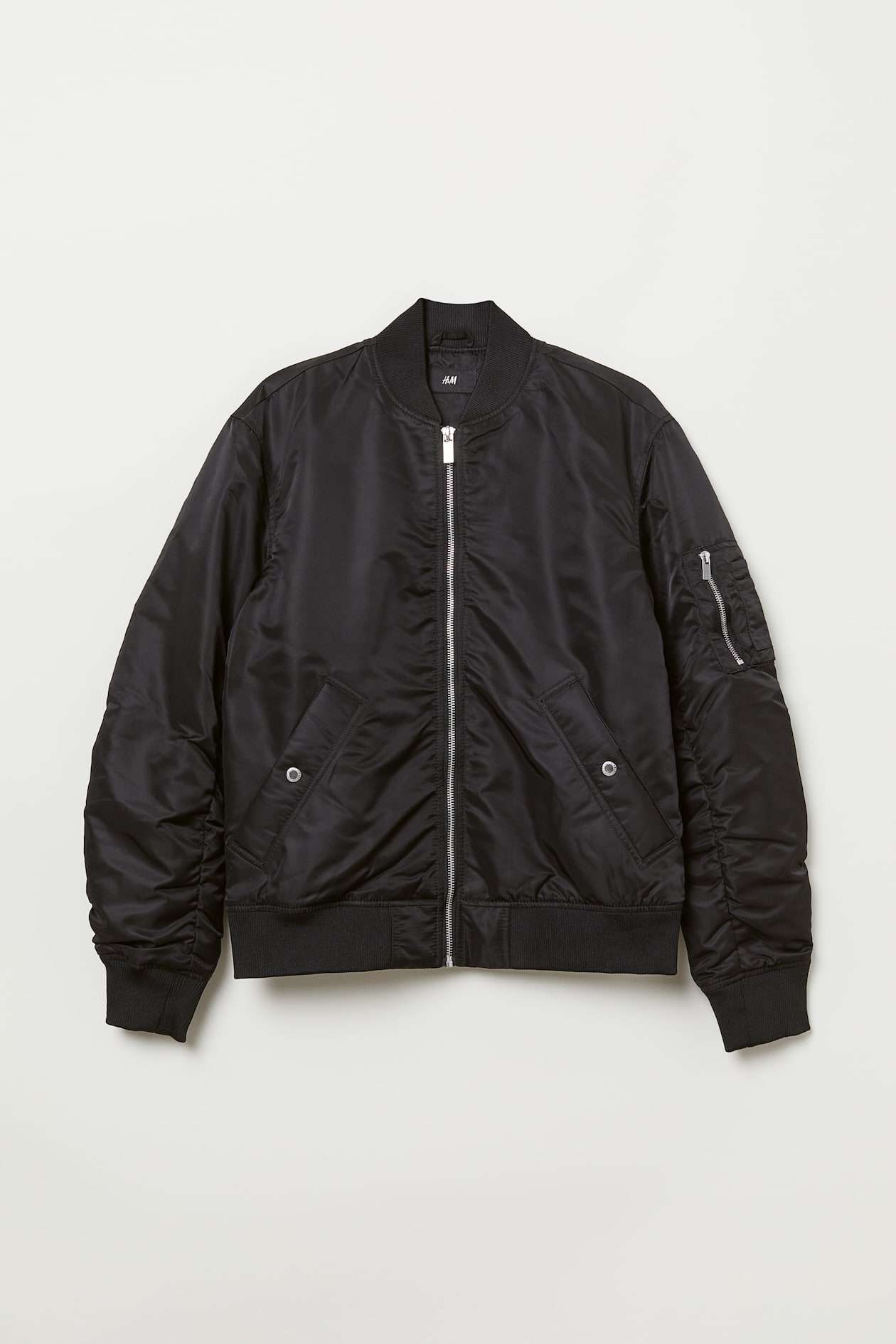 Padded Bomber Jacket - Long sleeve - Short - Black - Men | H&M US