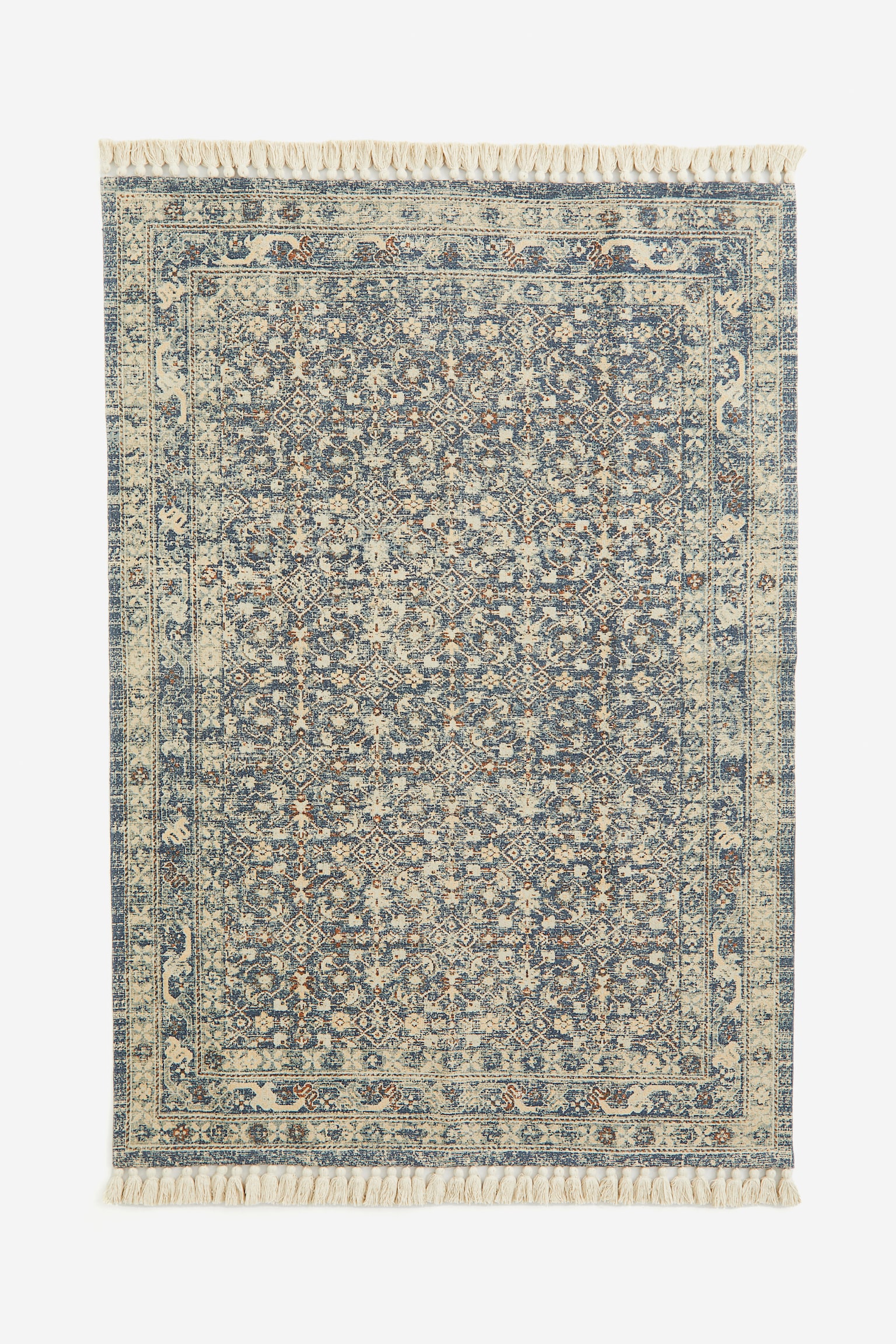 Fringed patterned rug - Blue/Patterned - 1