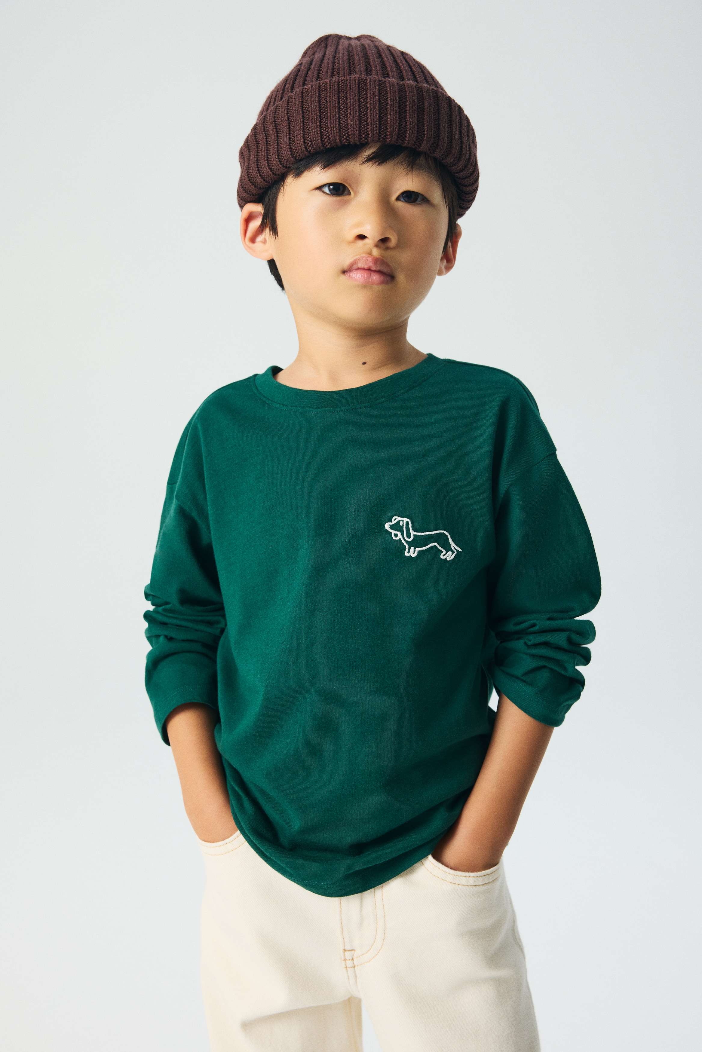 H & M - デザイン コットンTシャツ - グリーン