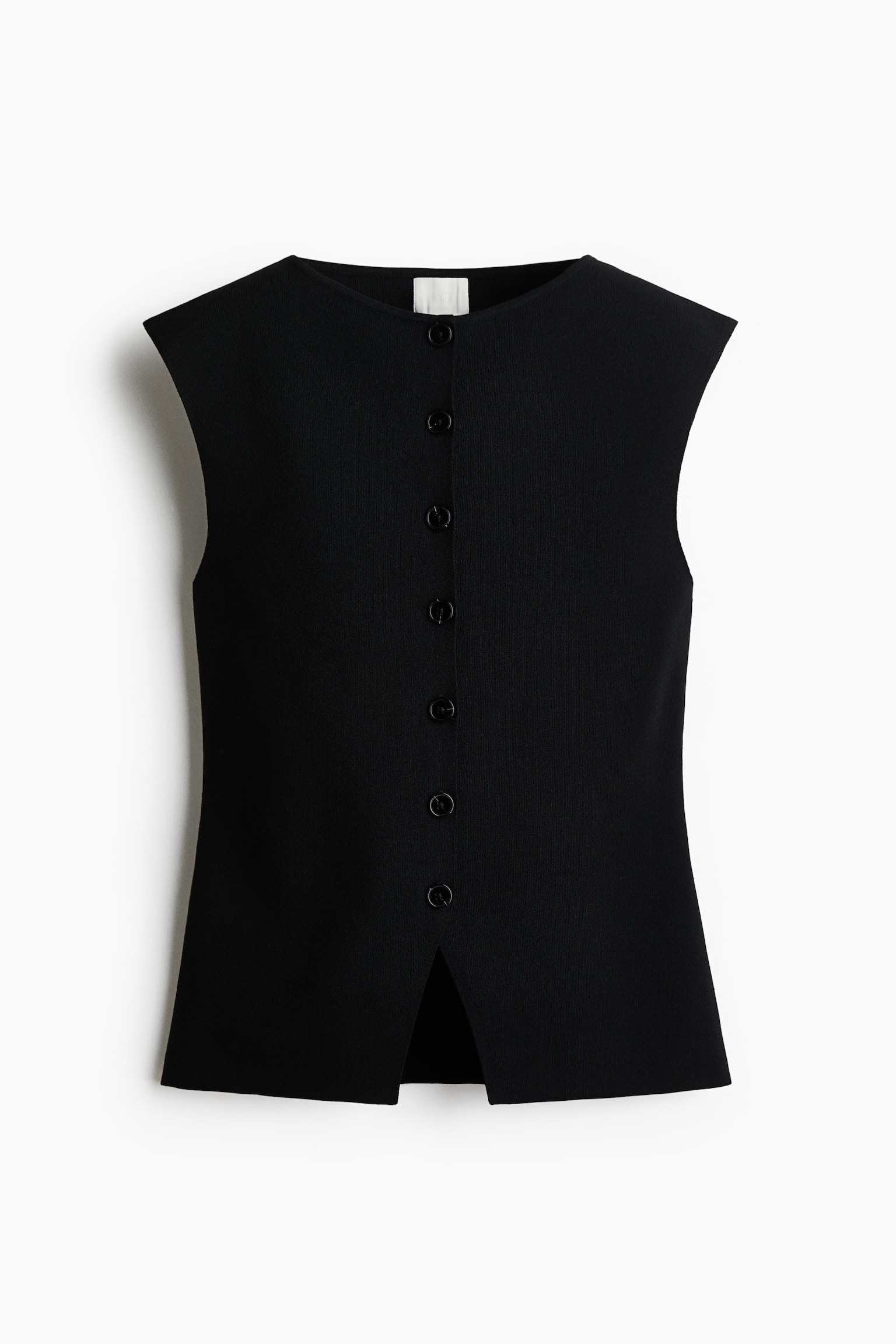 Boat-neck rib-knit waistcoat - Black