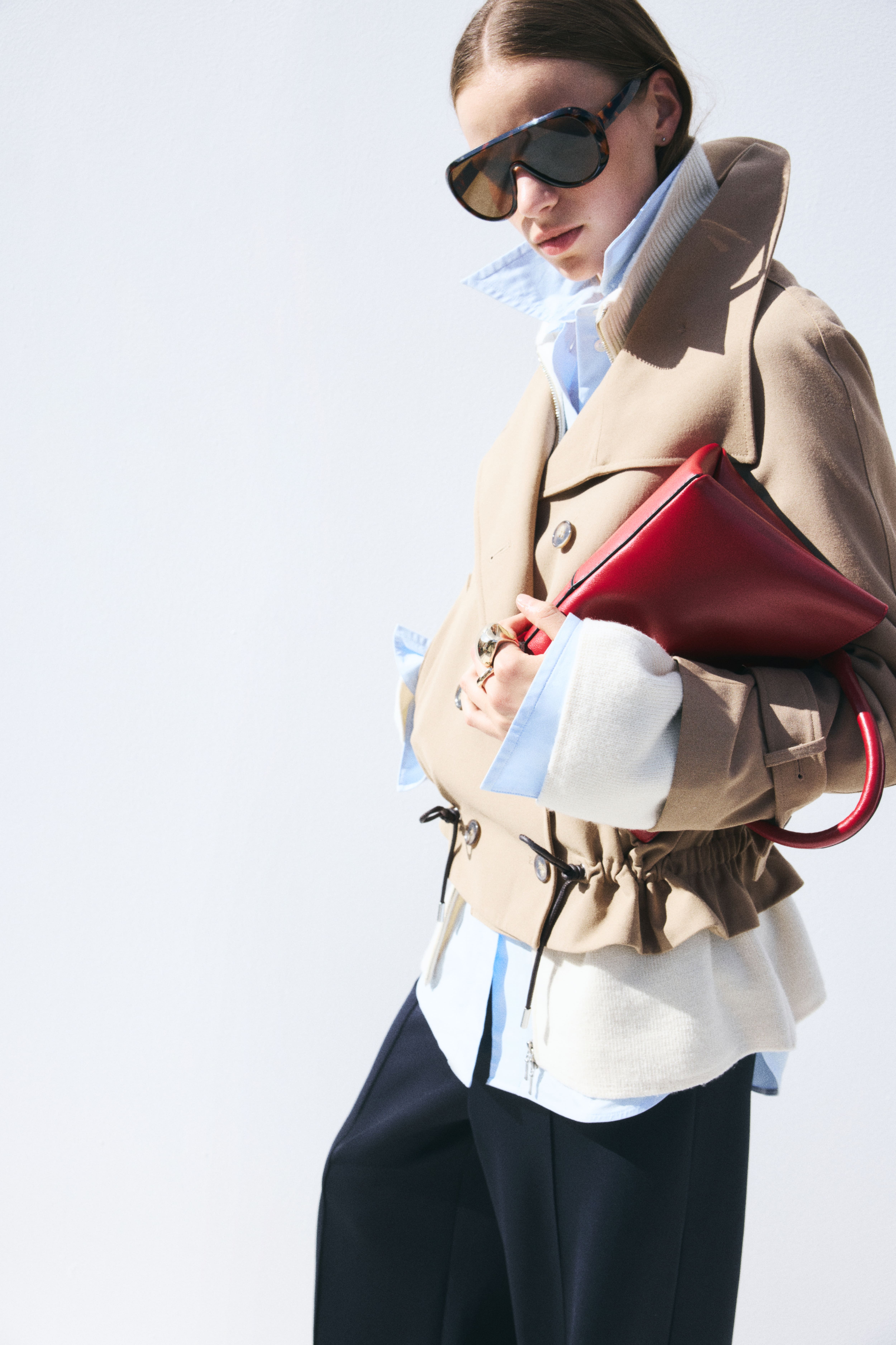 Funnel-Collar Trench Coat