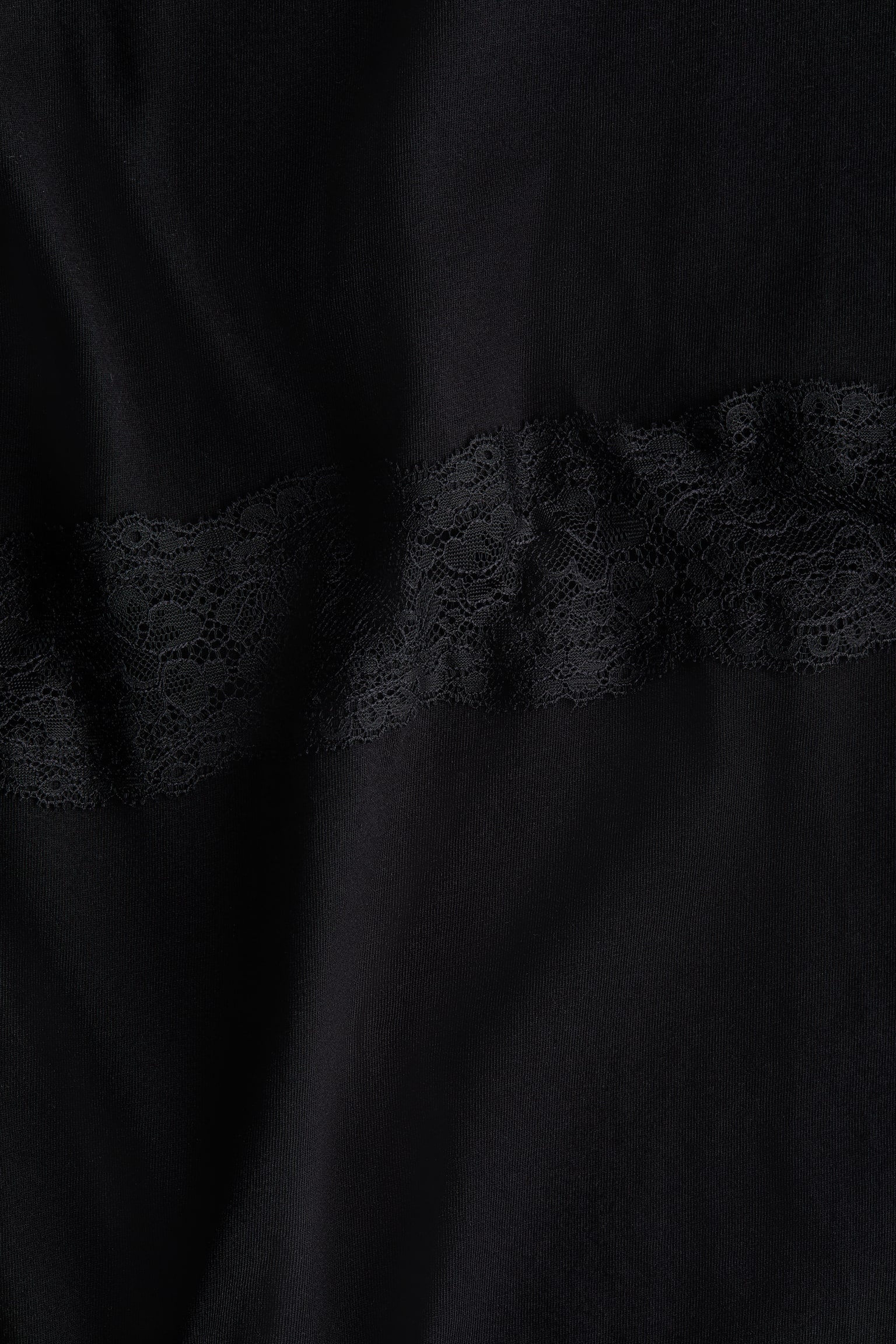 Lace-trimmed T-shirt - Black/White - 2