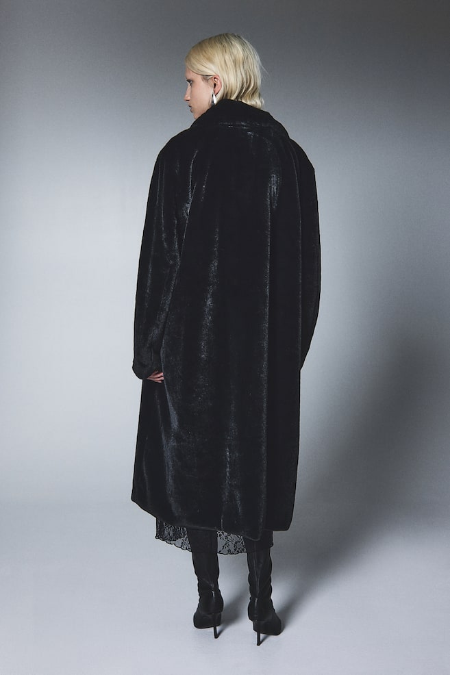 Pörröinen takki - Musta - 4
