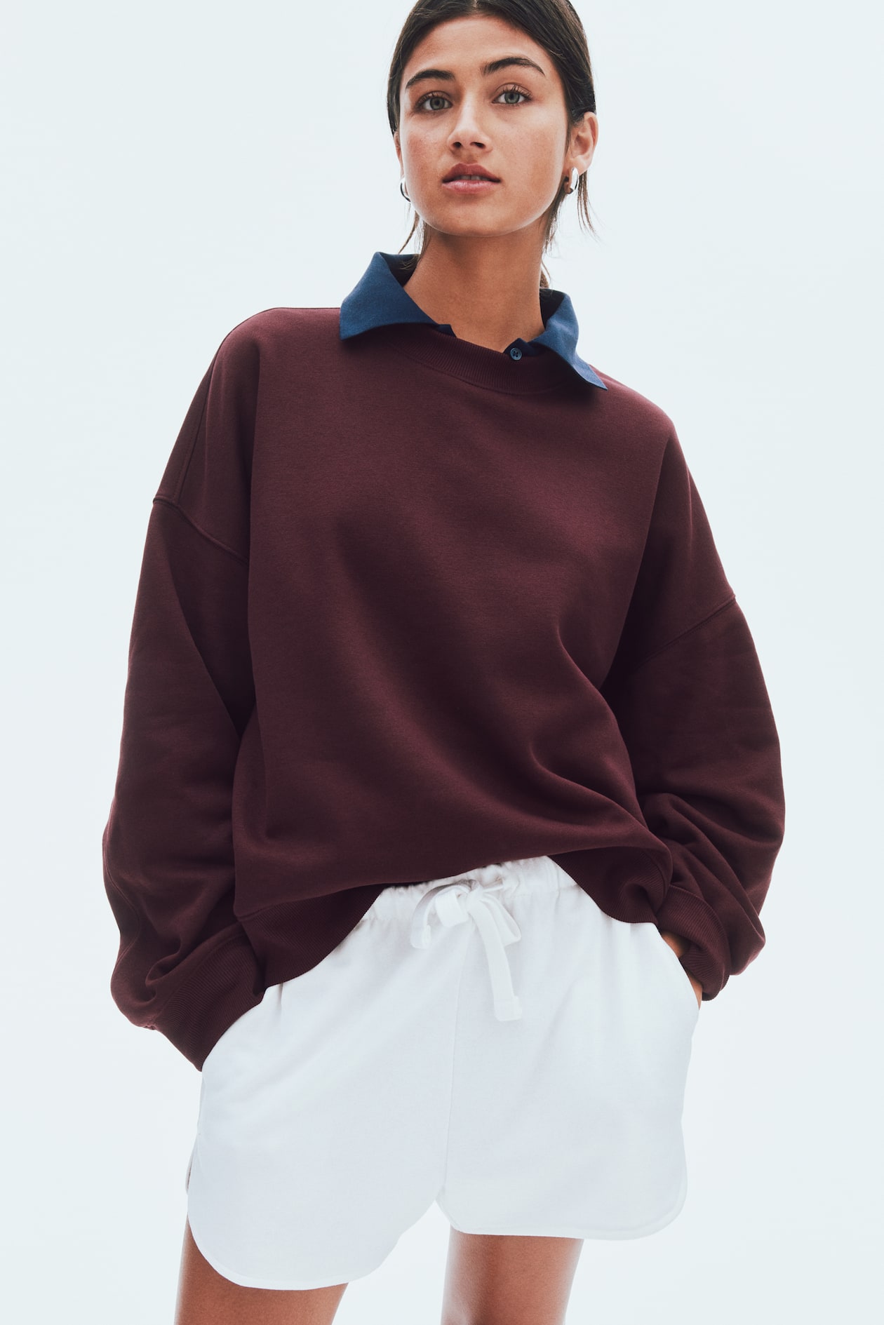 Oversized Sweatshirt Burgundy Ladies H&M US