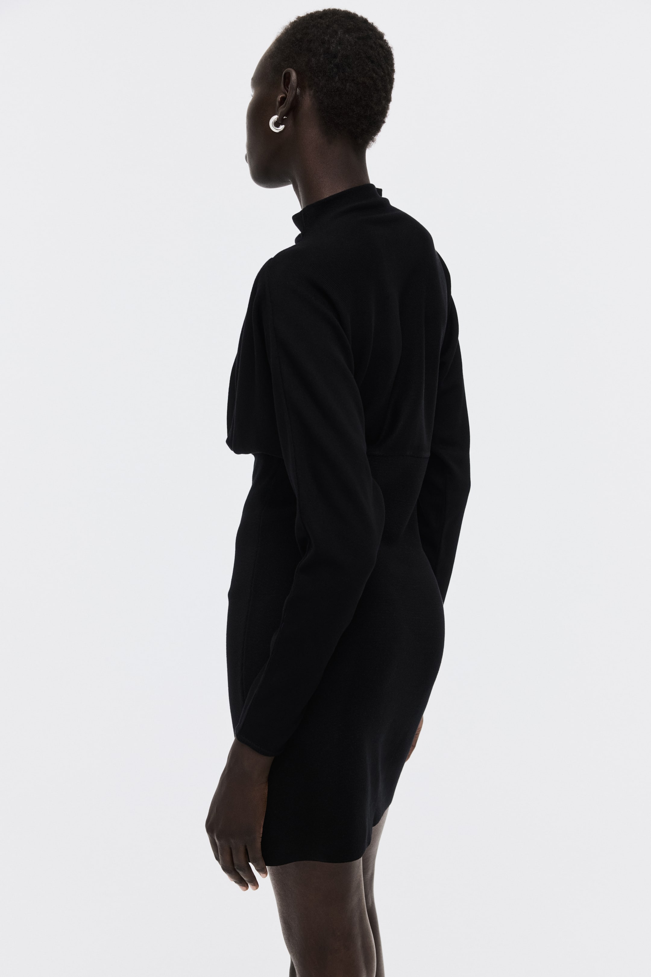 View larger image: Gathered turtleneck dress - Black - Ladies | H&M 4