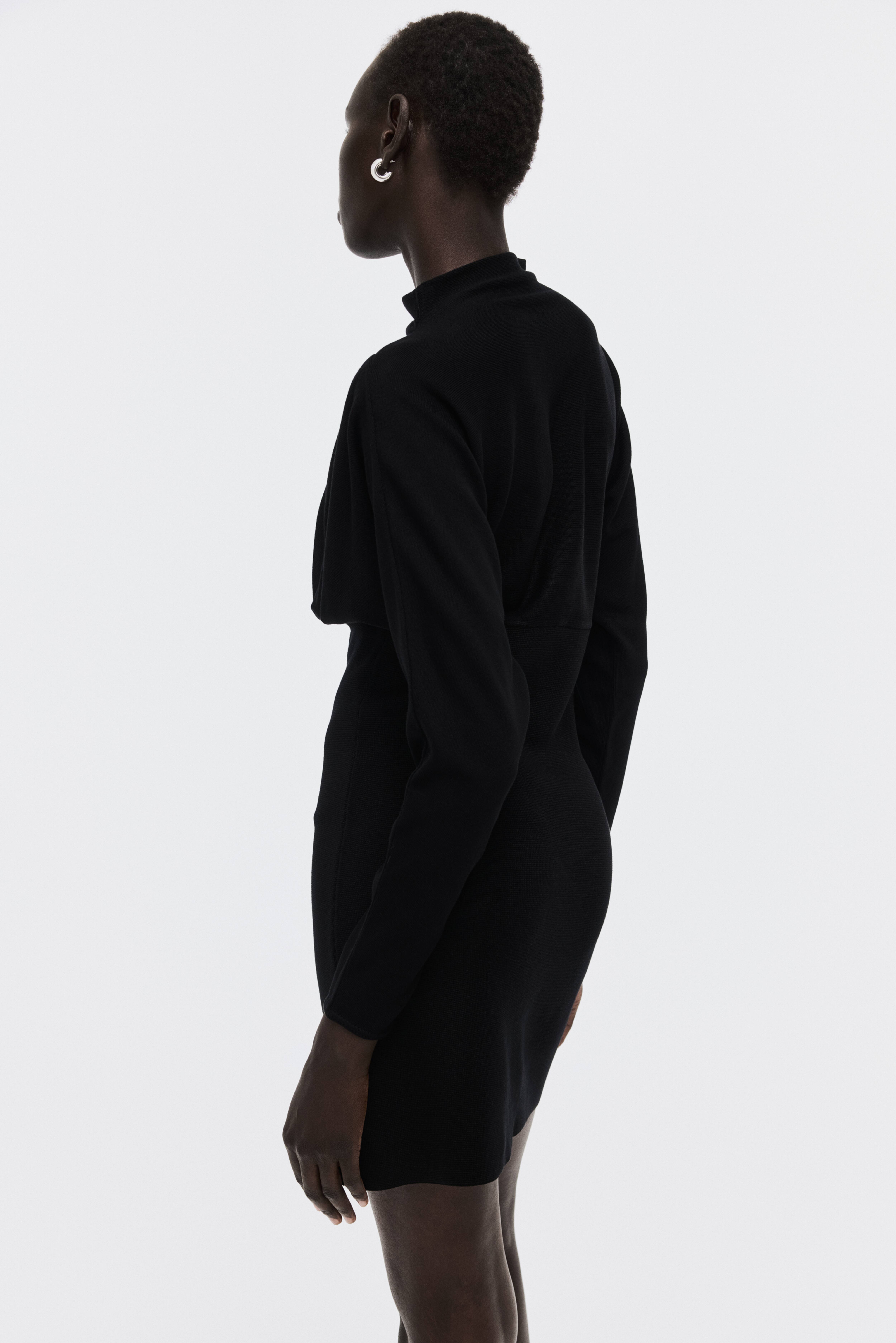 Gathered Mock Turtleneck Dress
