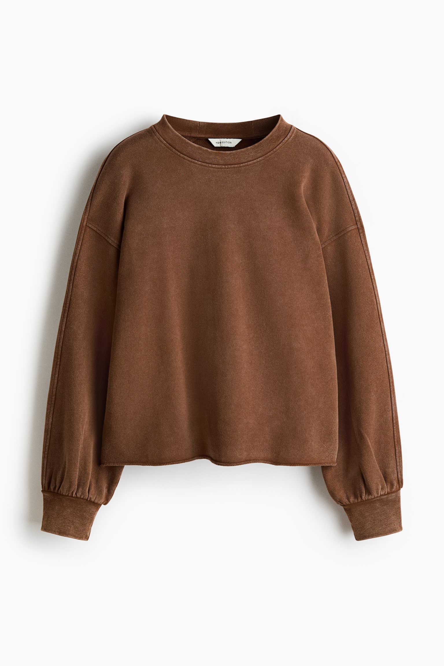Washed-Look Sweatshirt - Brown/Light beige