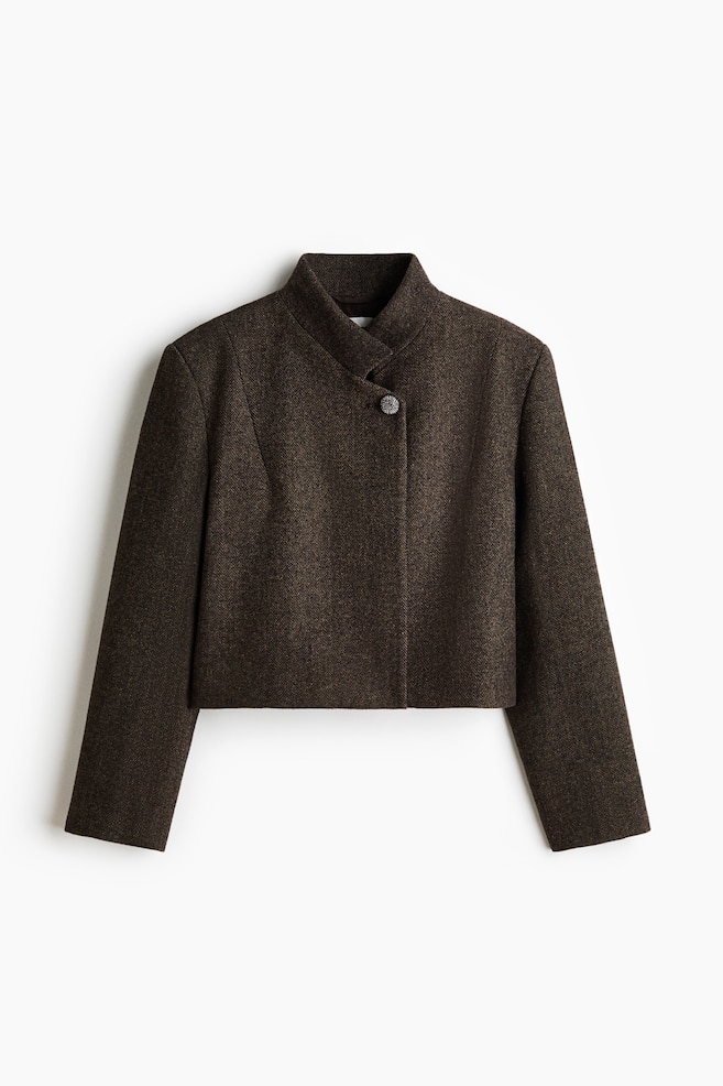 Blazer em tweed de mistura de lã - Toupeira escuro - 1