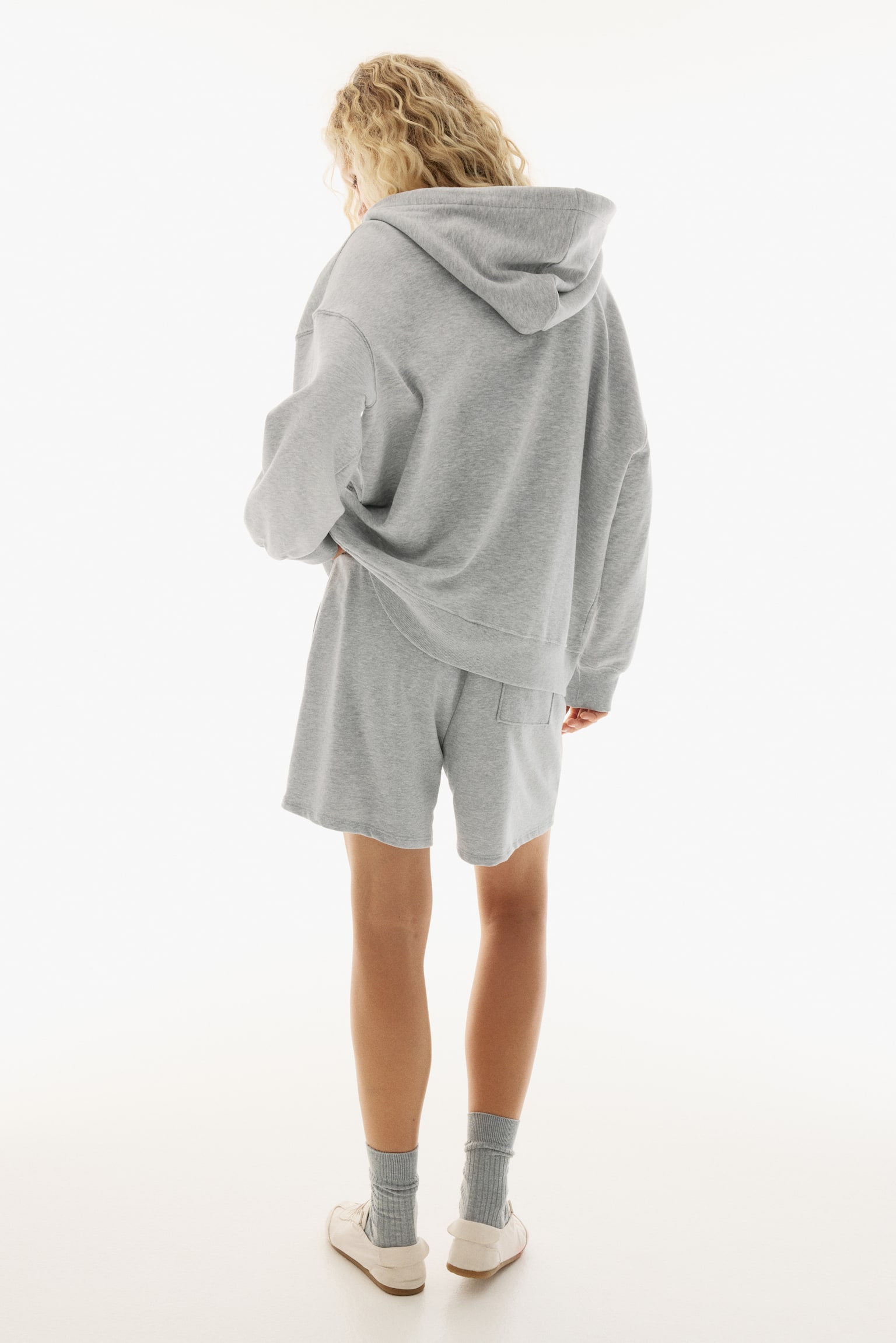 Áo hoodie kéo khoá dáng thụng - Màu xám nhạt đốm/Màu xanh dương nhạt/Màu nâu đậm - 6