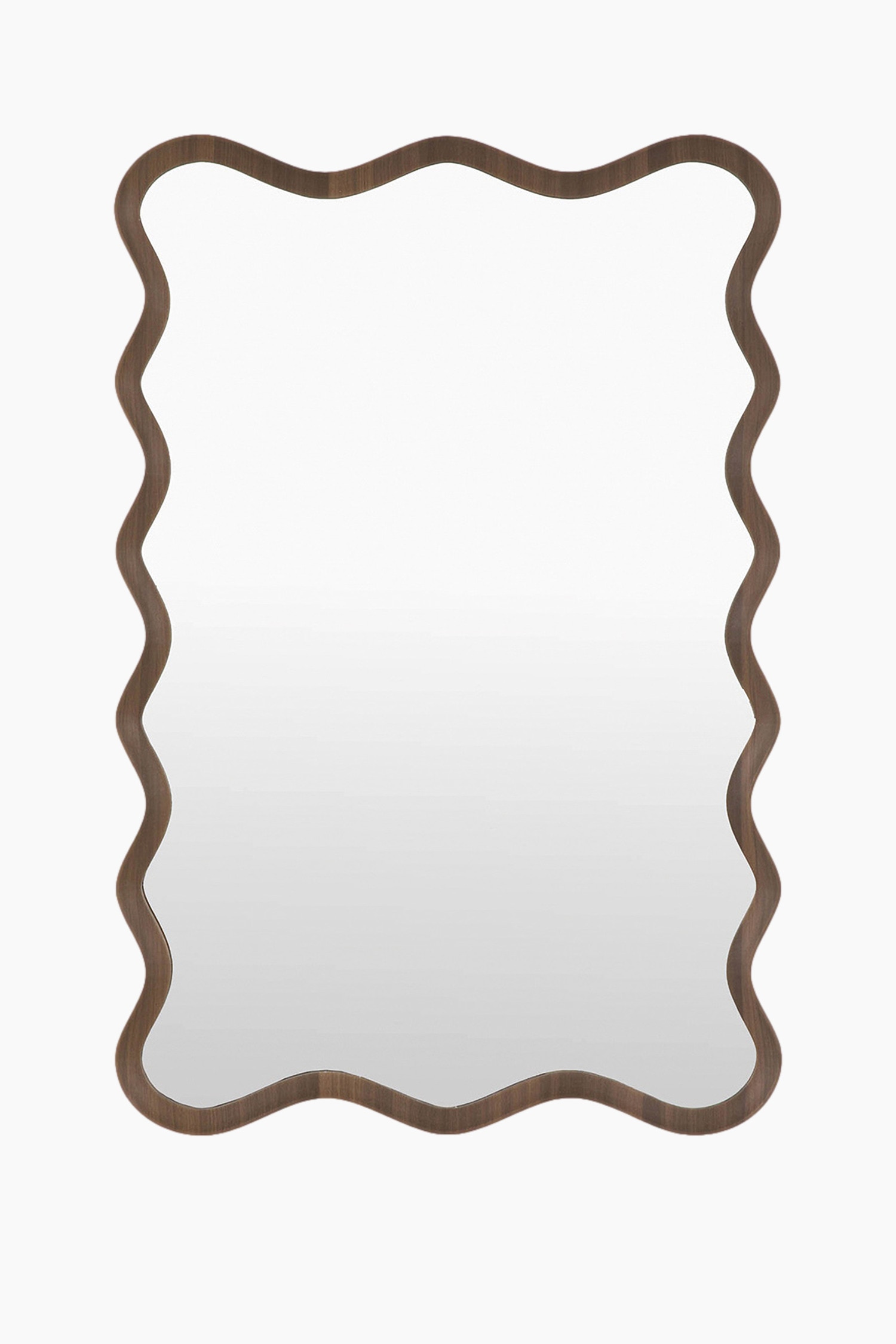 Wavy Edge Short Mirror - Dark Wood/Light Wood