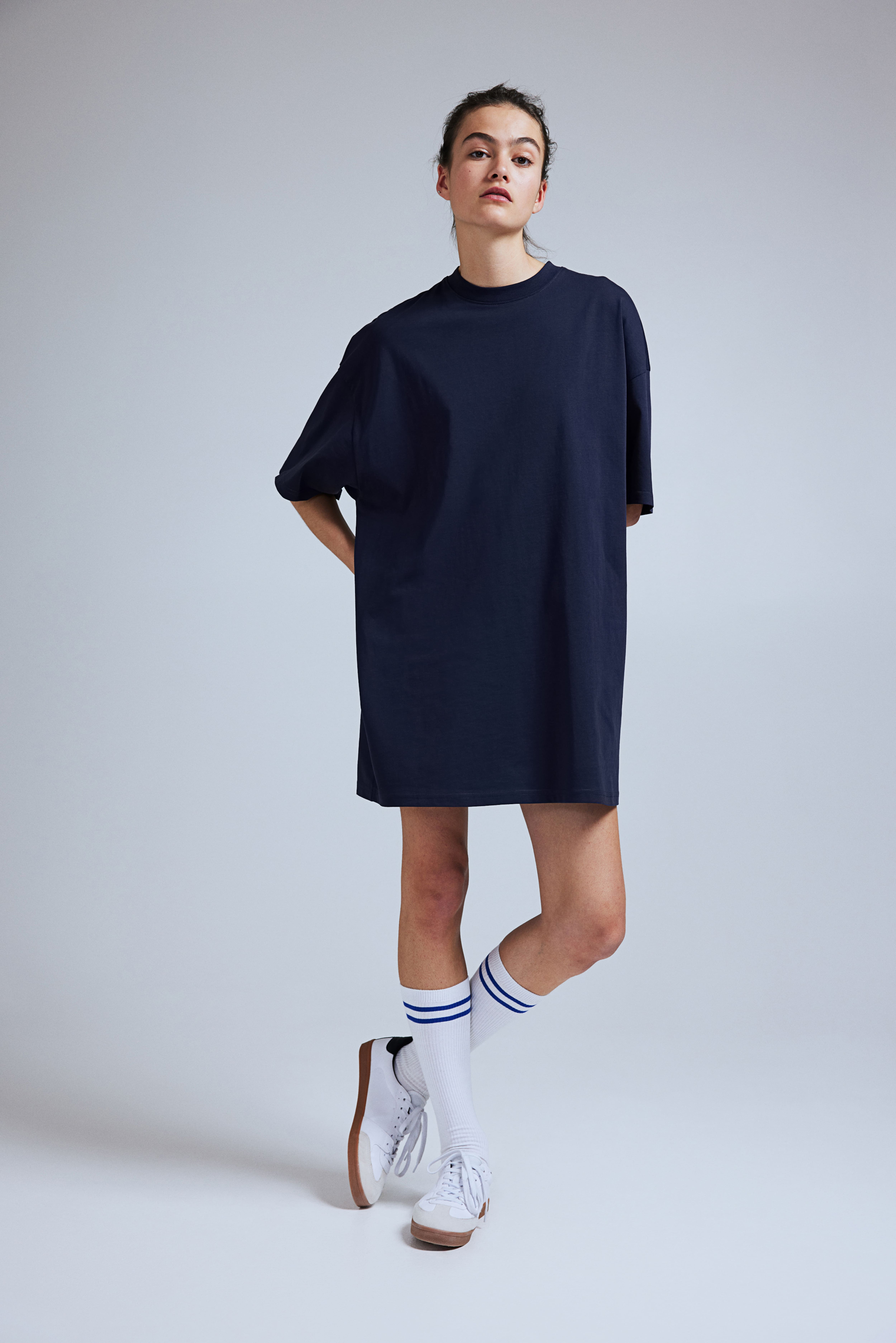 Robe T shirt oversize Bleu marine FEMME H M FR