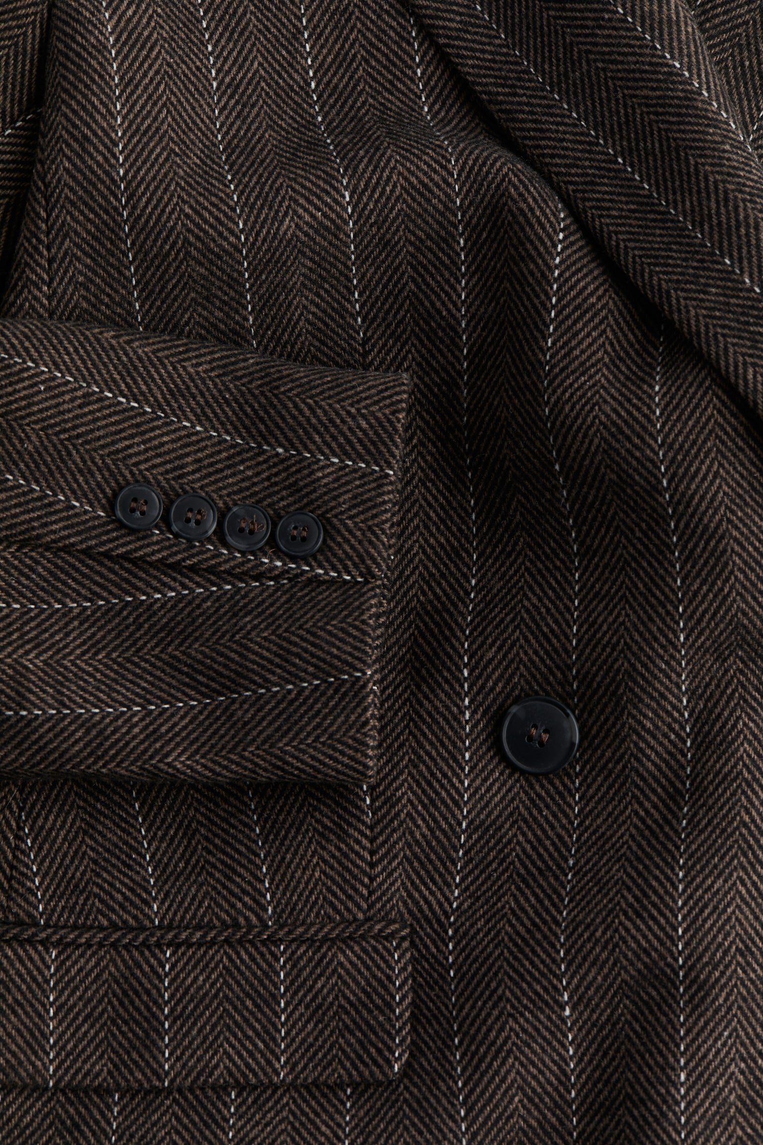 Double-breasted blazer - Dark brown/Pinstriped/Grey/Herringbone-patterned - 3