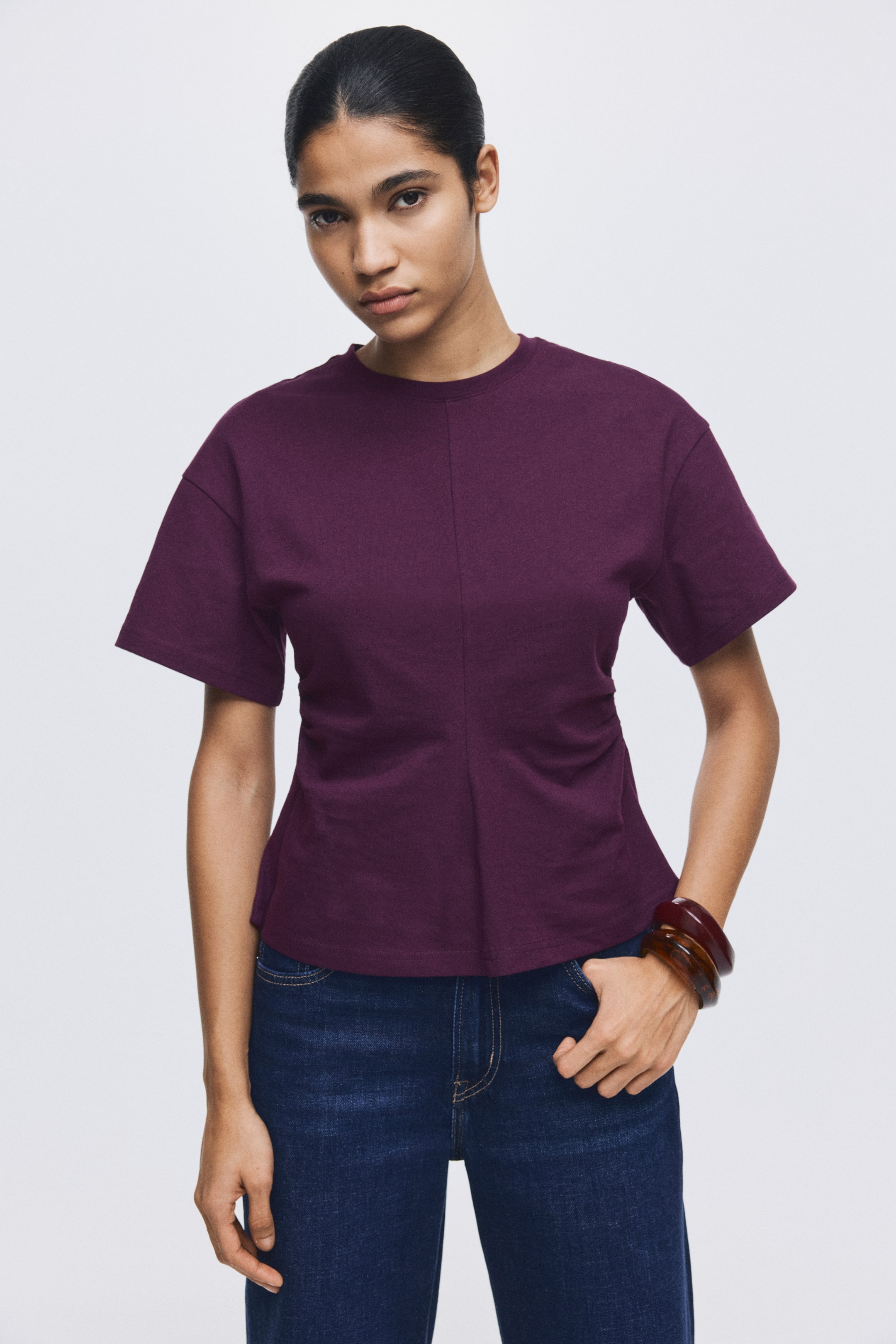 View larger image: T-Shirt with Defined Waist - Dark purple - Ladies | H&M PH 2