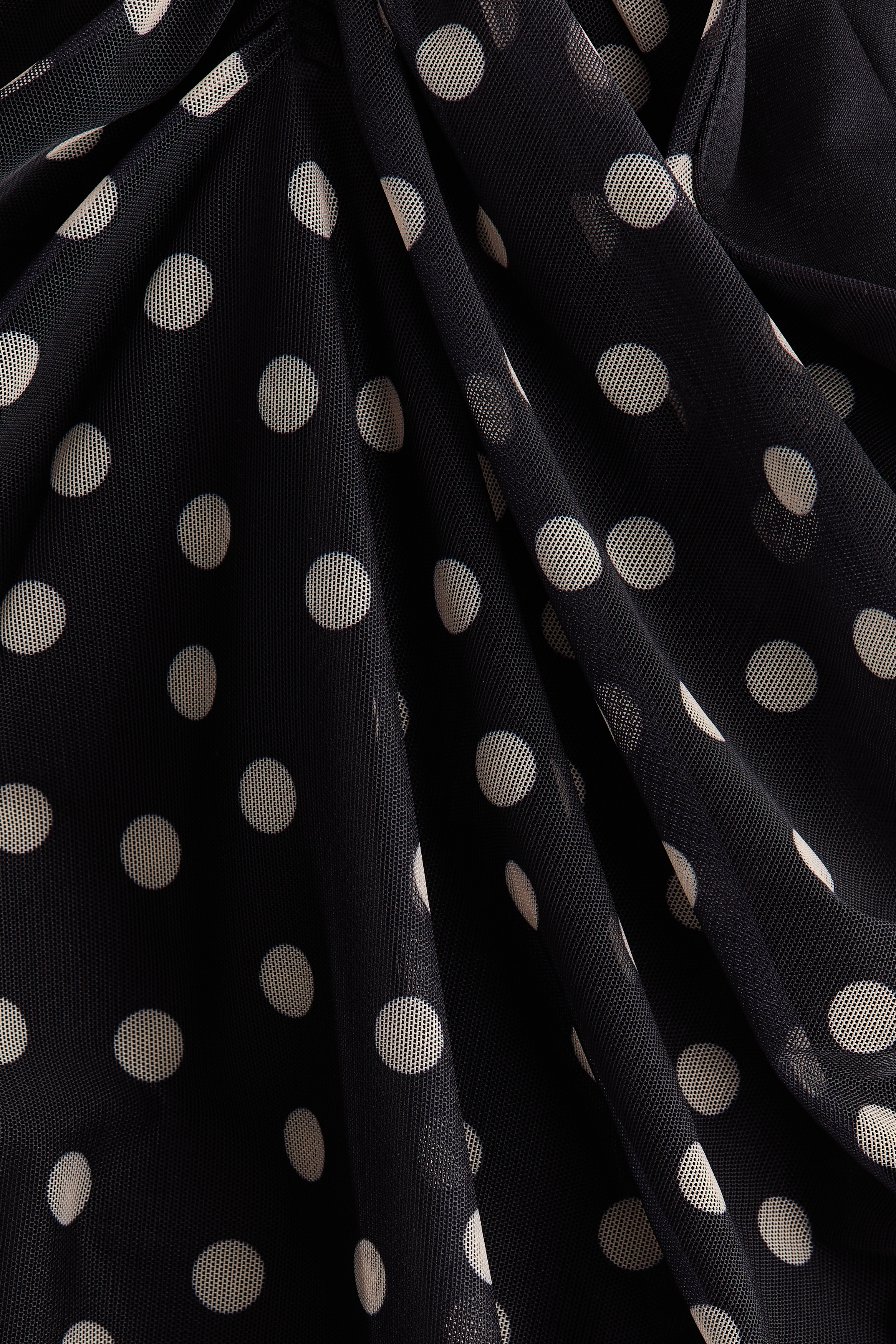 h&m polka dot mesh dress Women's Dark brown/polka dot Draped Mesh Dress