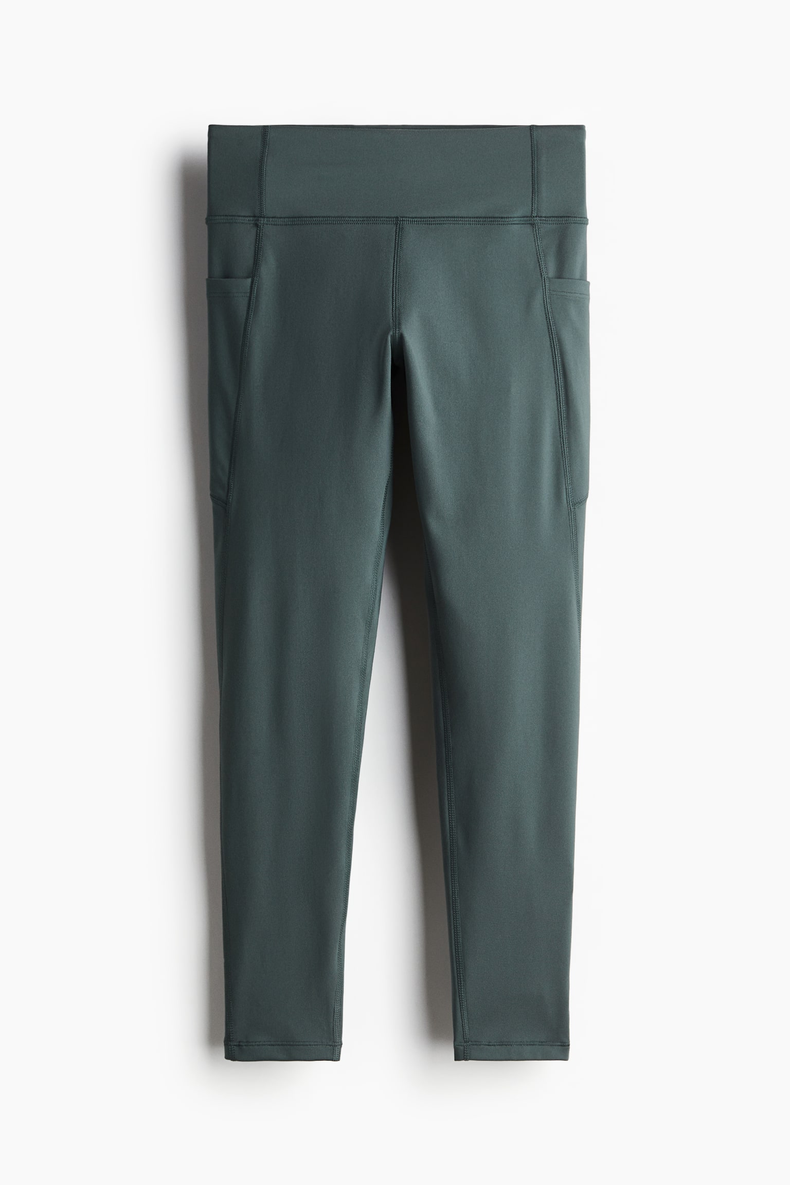 Pocket-detail sports leggings in DryMove™ - Dark green/Light blue/Black - 1