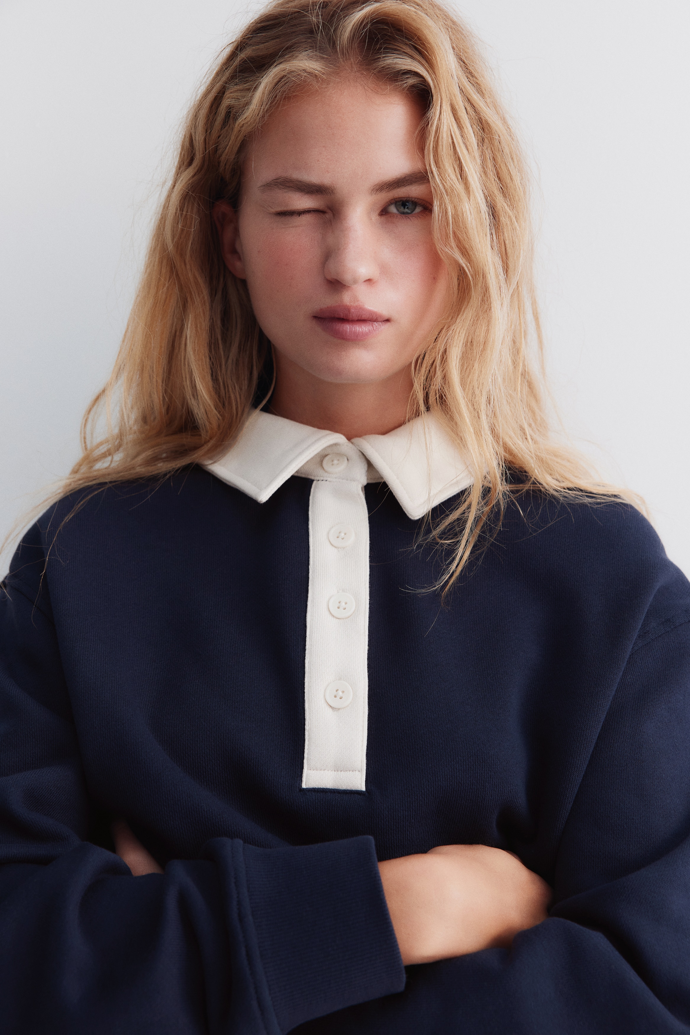 H & M - オーバーサイズ ラガーシャツ - ブルー