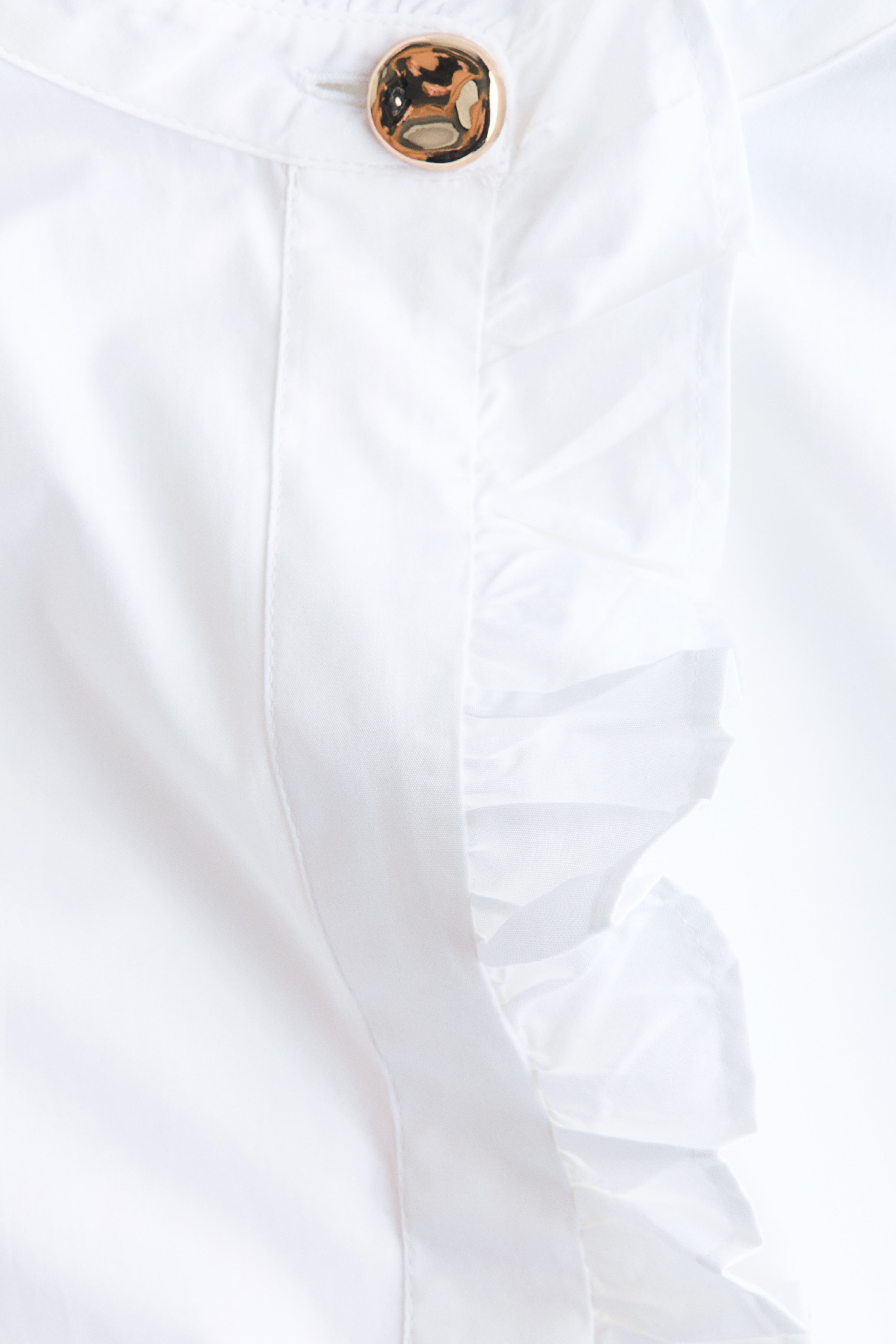 Ruffle-Trimmed Cotton Blouse