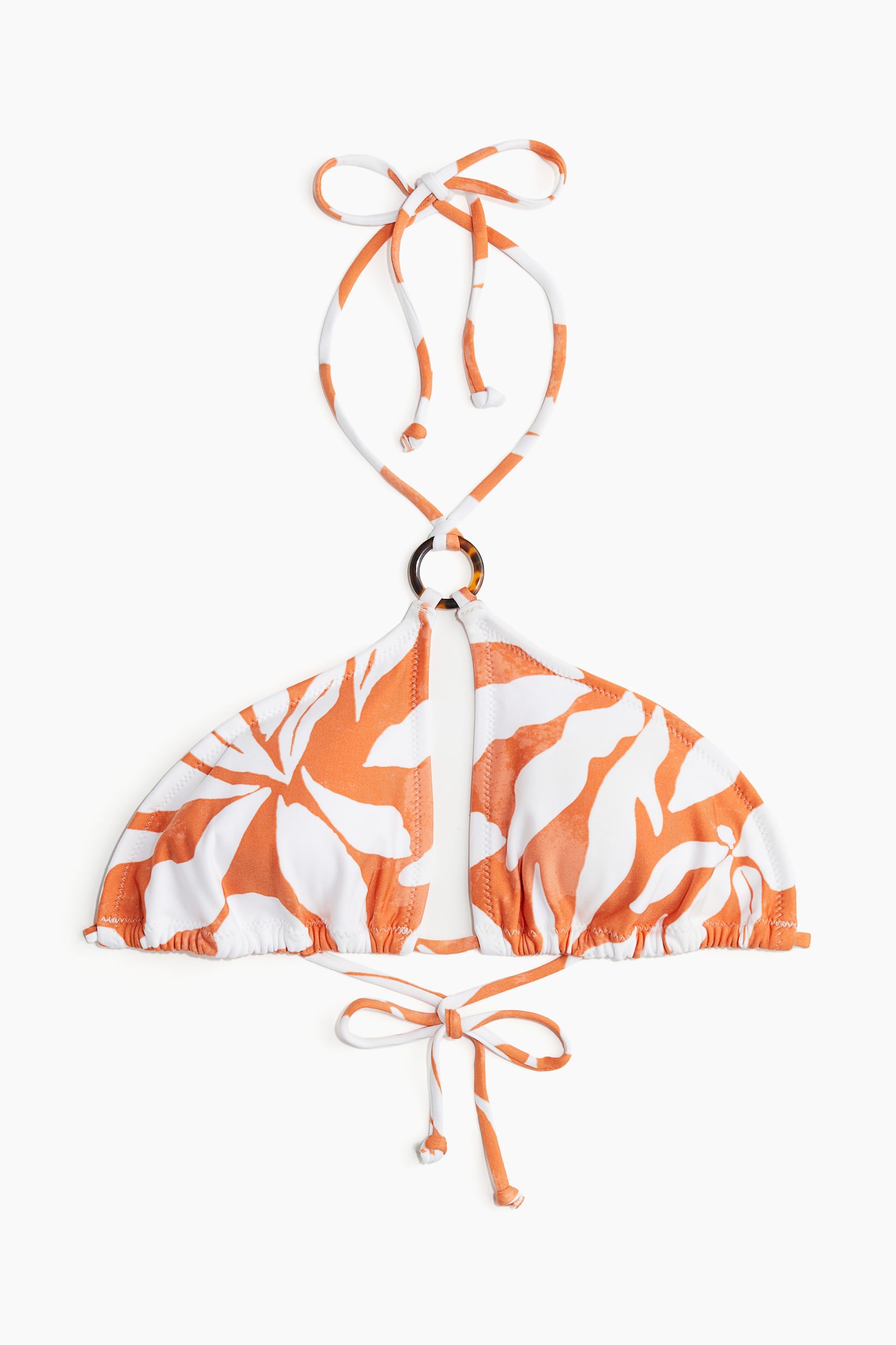 Padded halterneck bikini top - Orange/Patterned/Black/Brown - 2