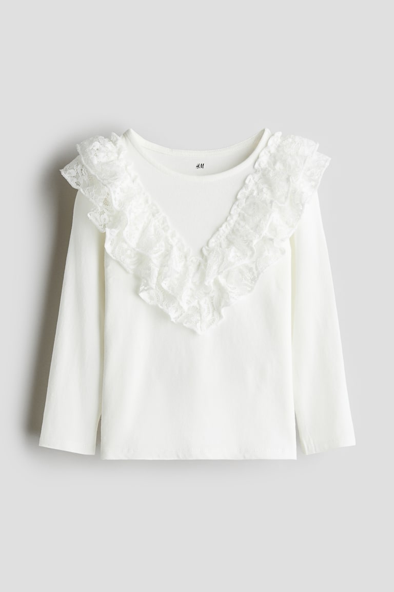 Flounce-Trimmed Cotton Top