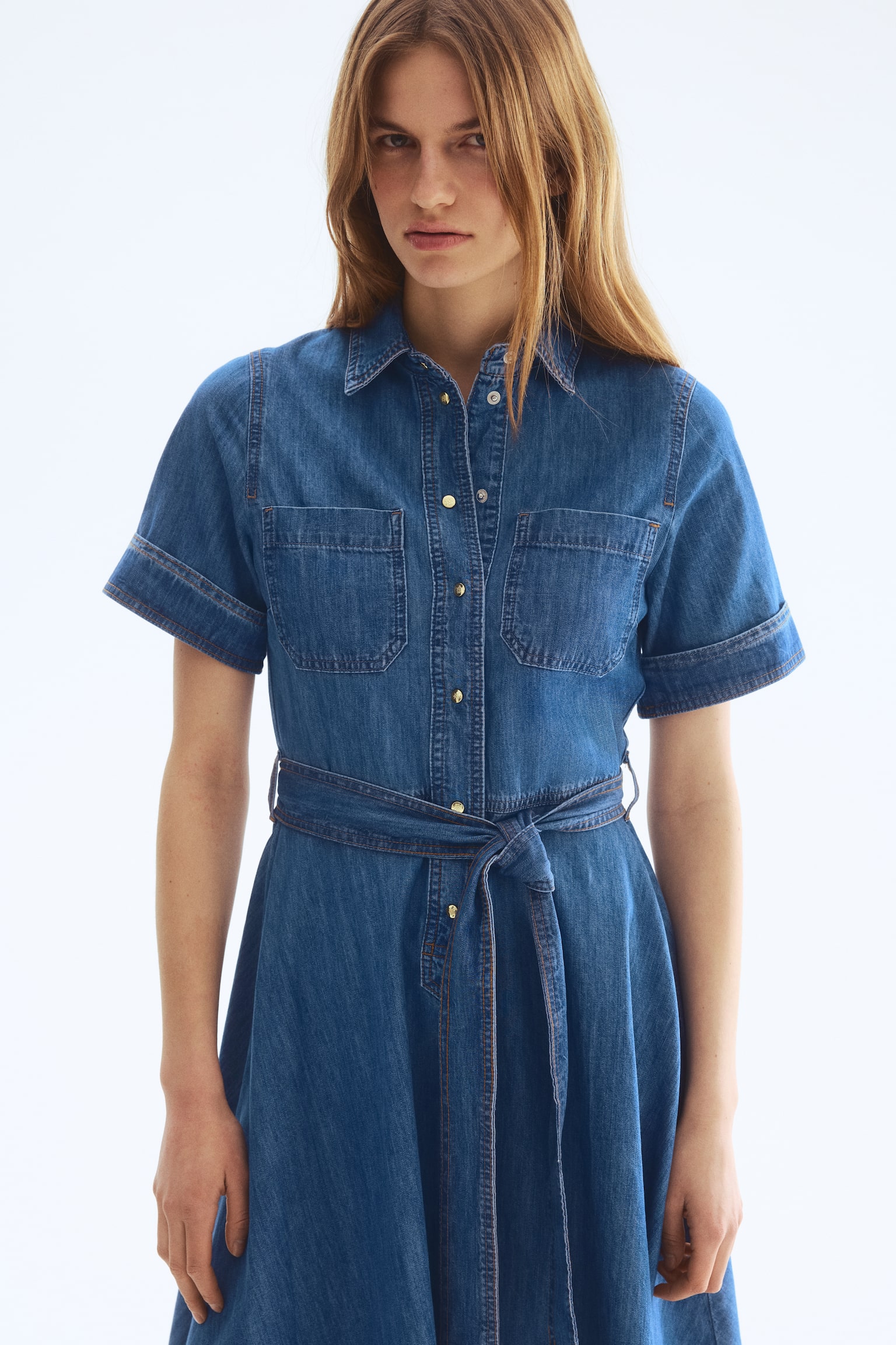 Denim shirt dress - Denim blue/Dark denim blue - 4