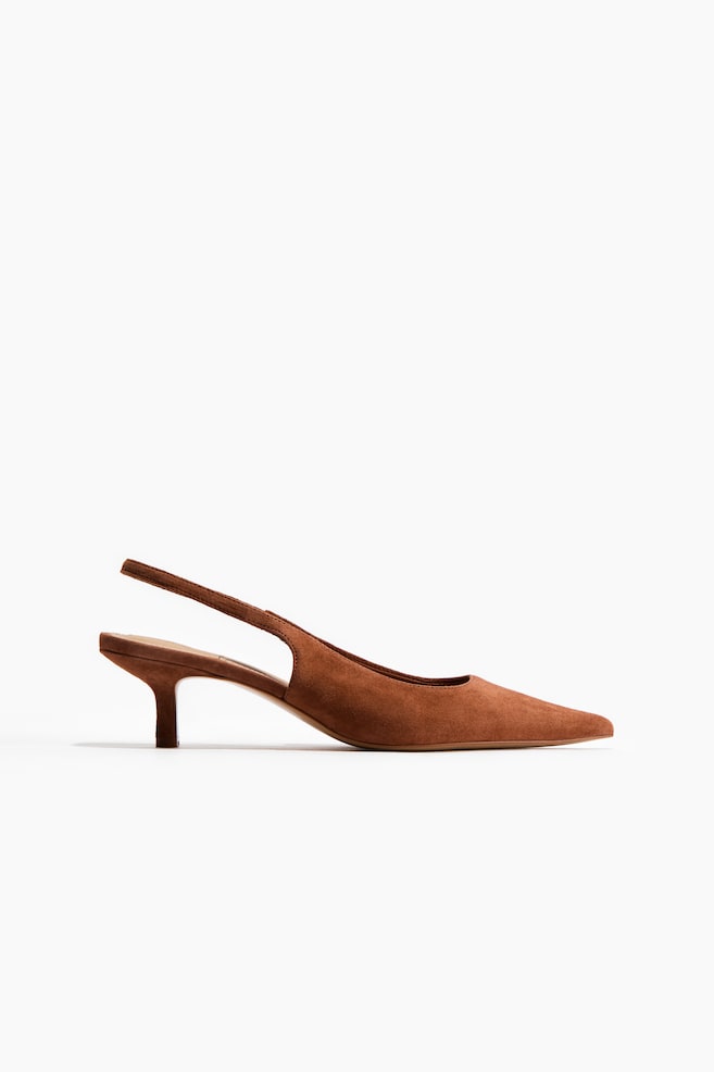 Spitze Slingpumps aus Veloursleder - Braun/Dunkles Khakigrün/Dunkelbeige - 1