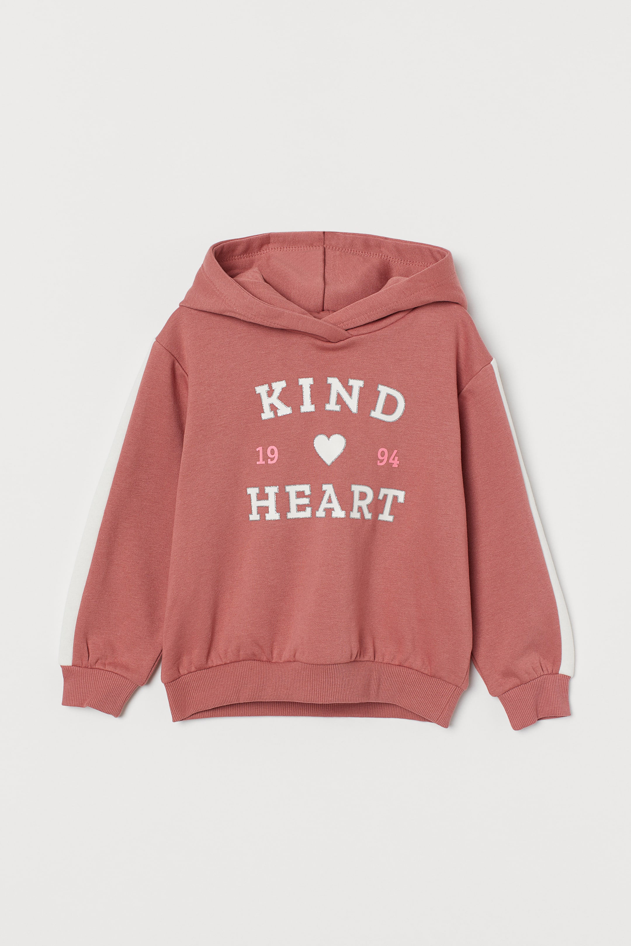 View larger image: Motif-detail hoodie - Dark old rose/Kind - Kids | H&M HK 1