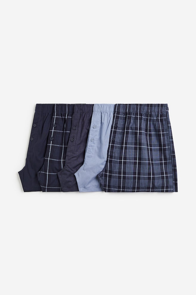 5-pack woven cotton boxer shorts - Blue/Checked/Black/White checked/Light blue/Dark blue/Dark blue/Checked/dc/dc/dc/dc/dc/dc/dc/dc/dc/dc - 1