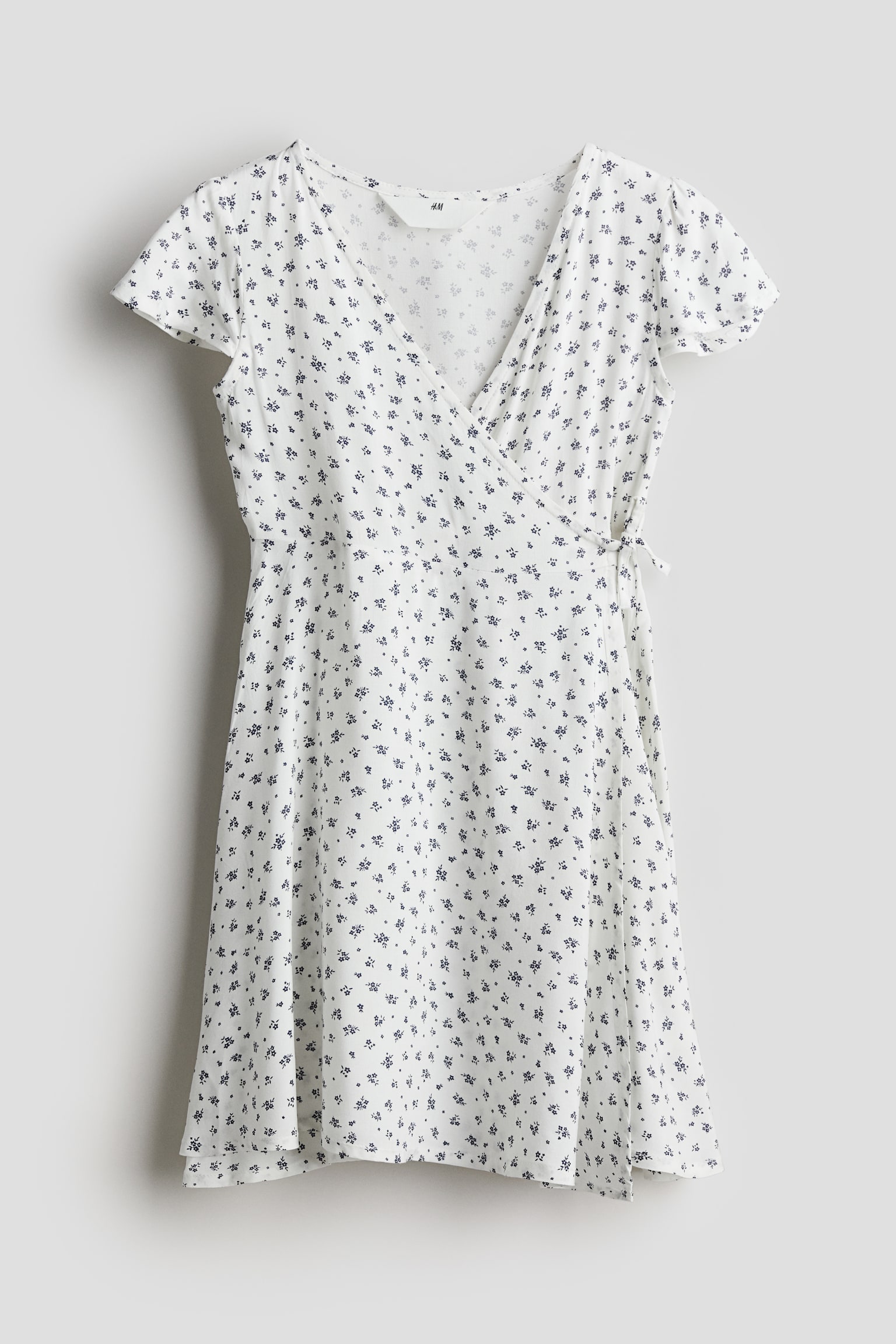 Viscose wrap dress - White/Floral - 1